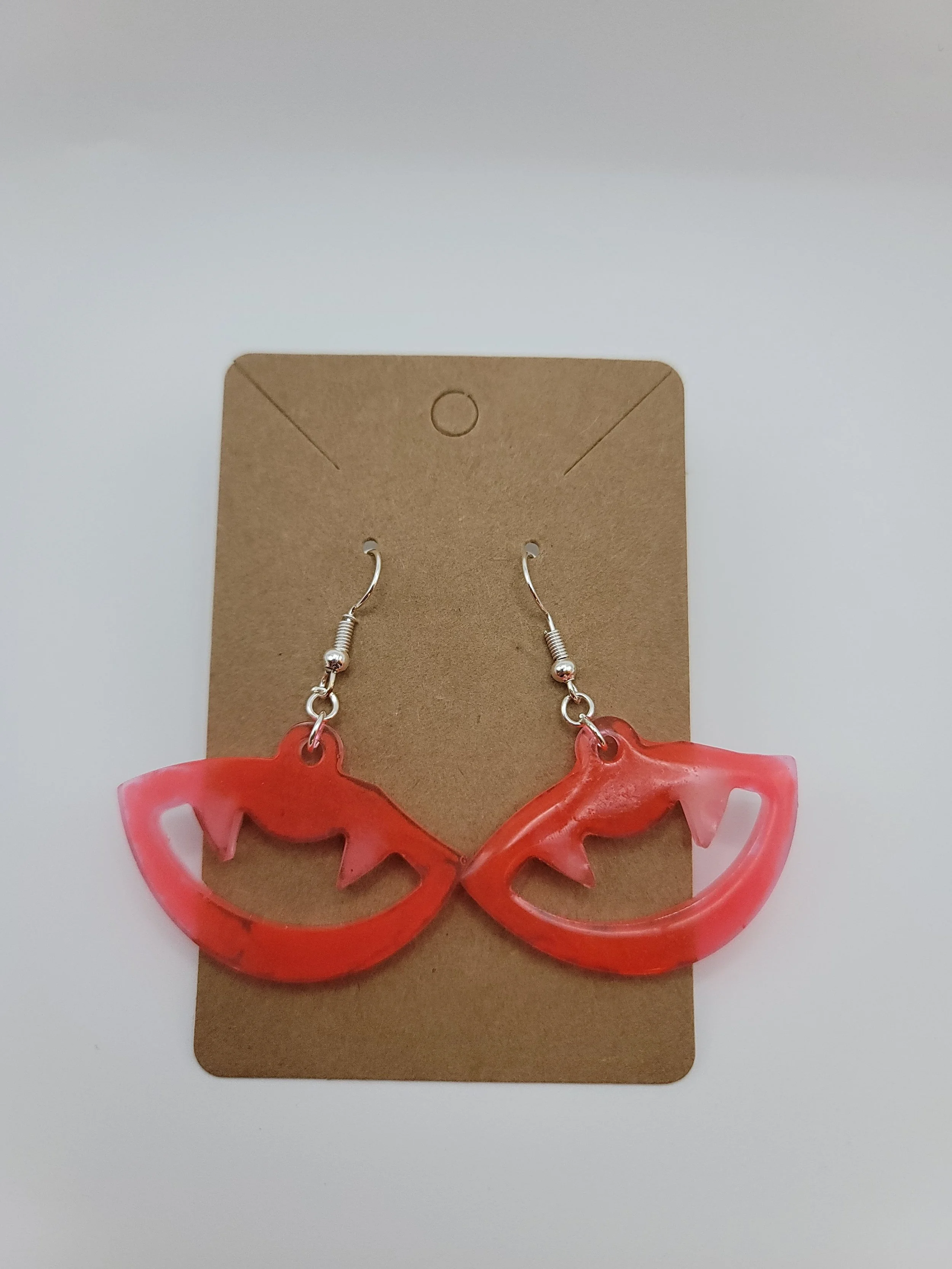 Glow in the Dark Vampire Teeth Red Earrings