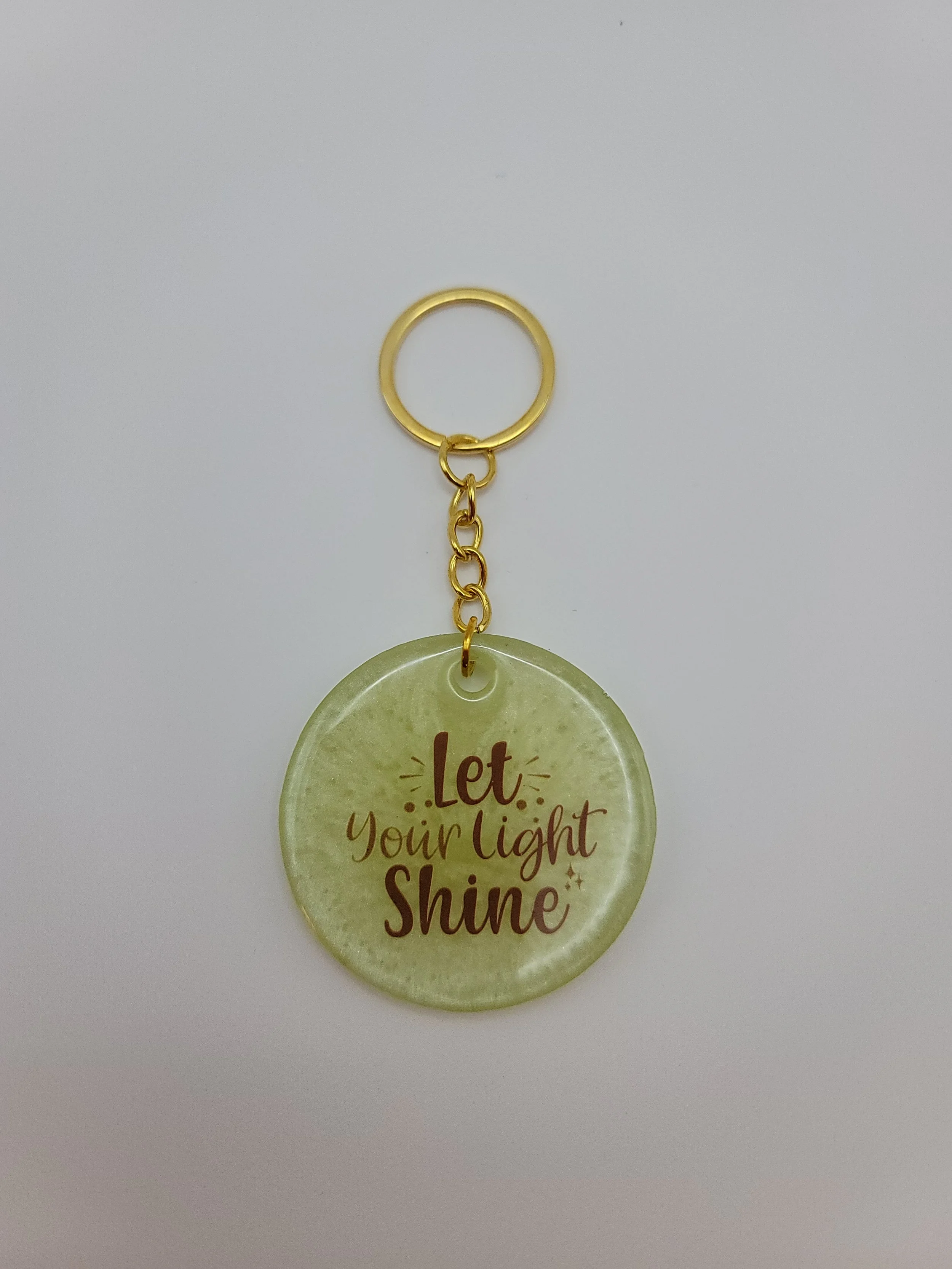 "Let Your Light Shine" Green Keychain