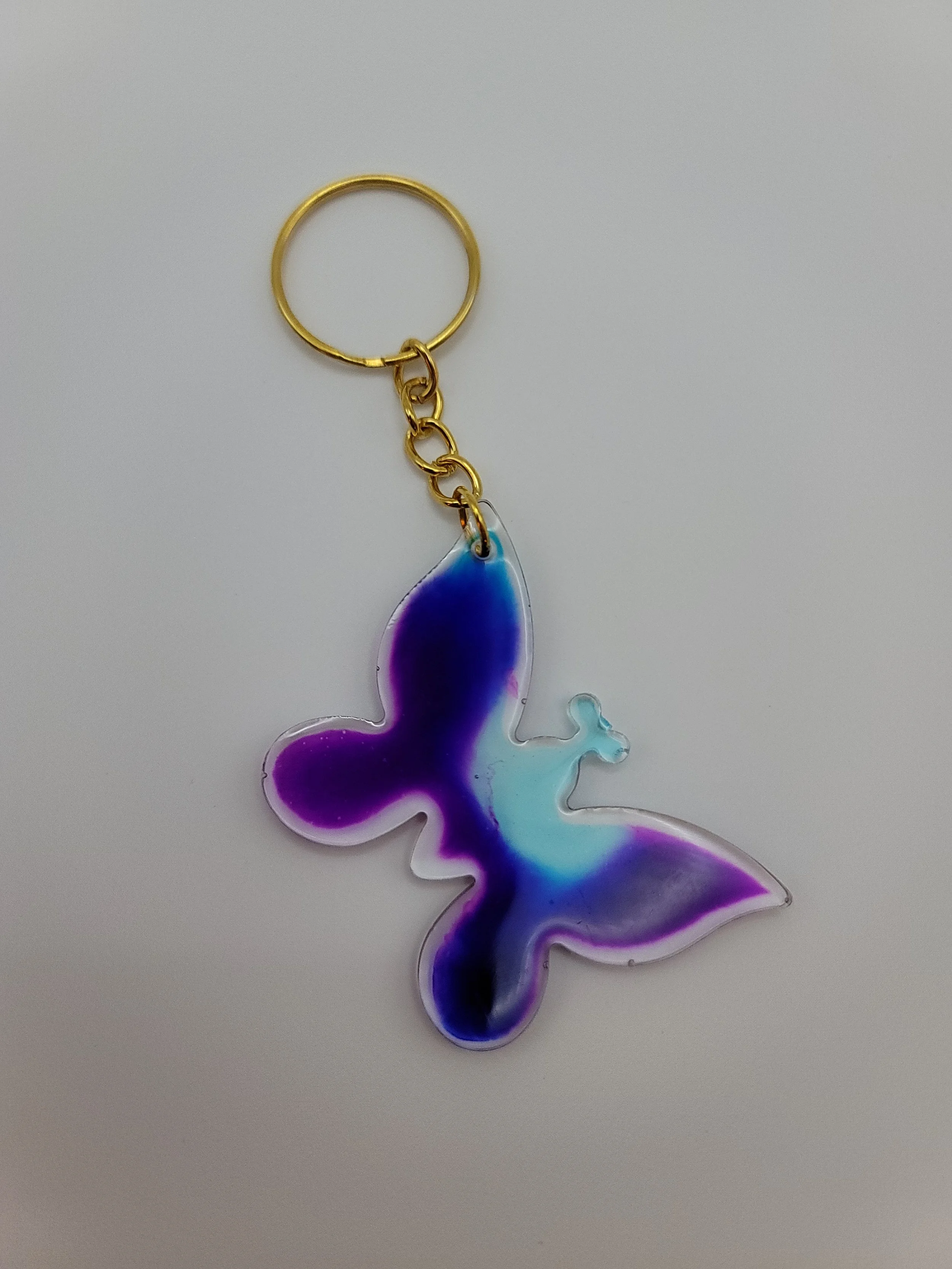 Blue, Purple, & Clear Butterfly Keychain