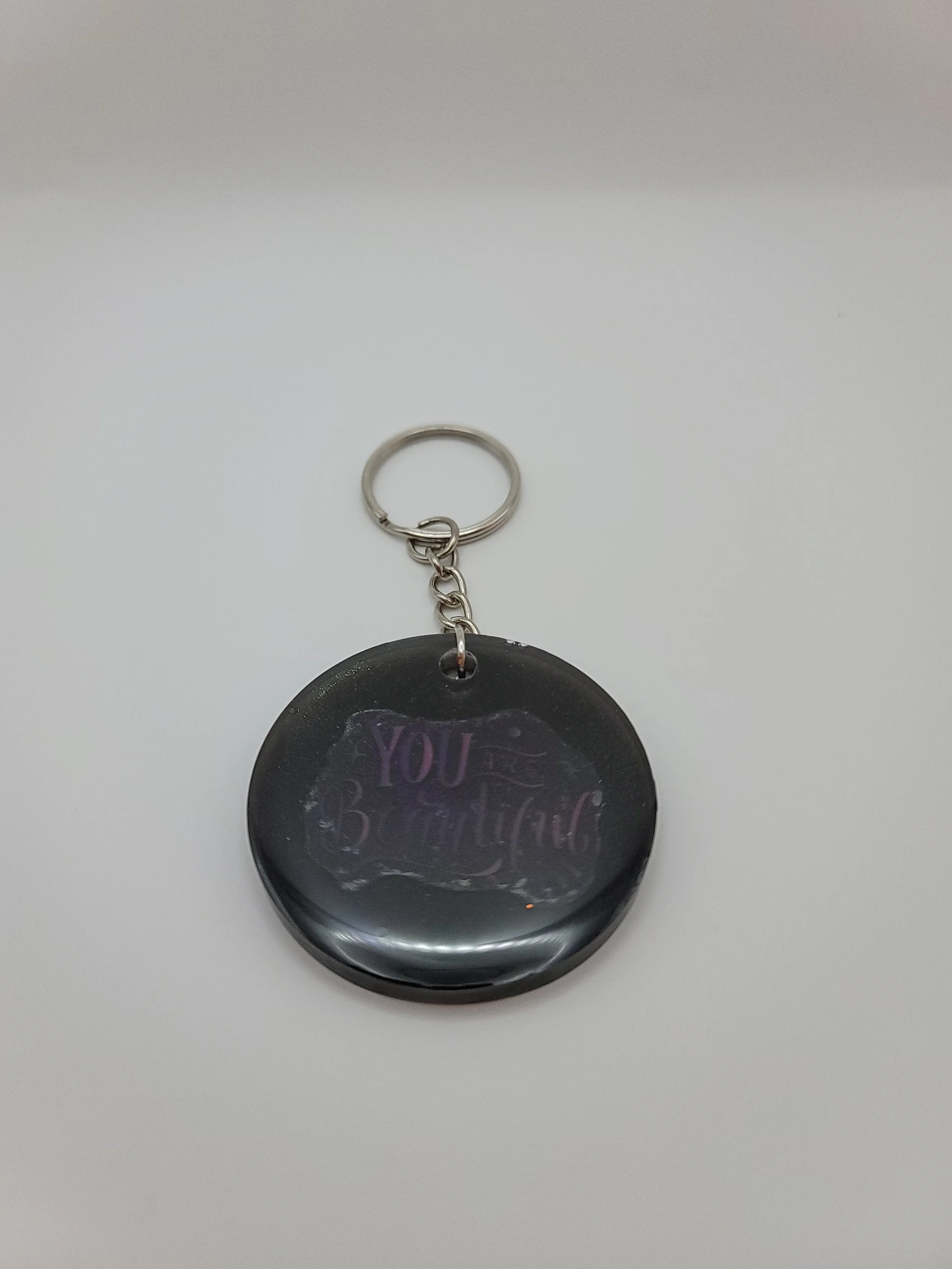 "You are Beautiful" Black Keychain