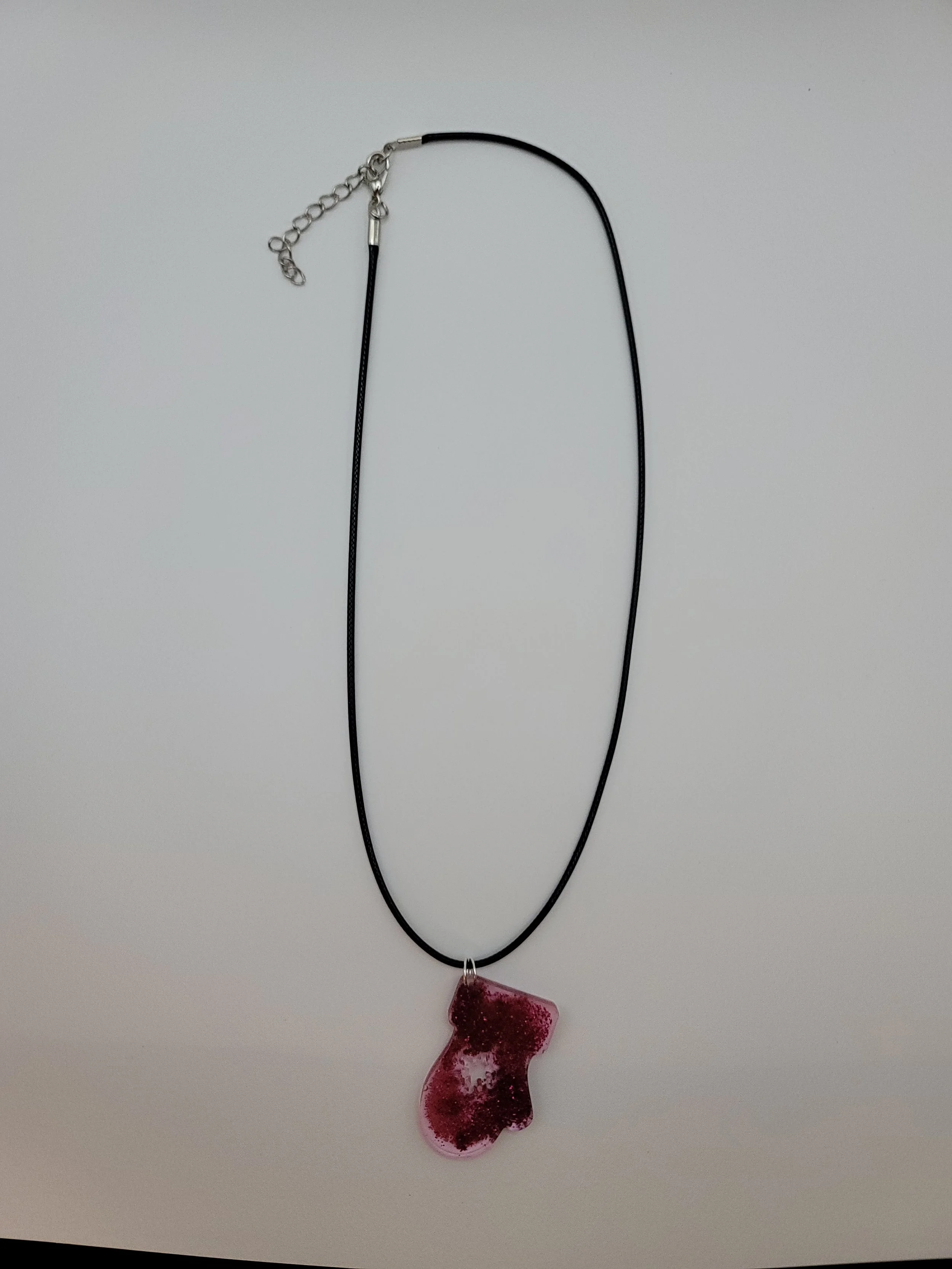 Pink Glitter Mitten Necklace