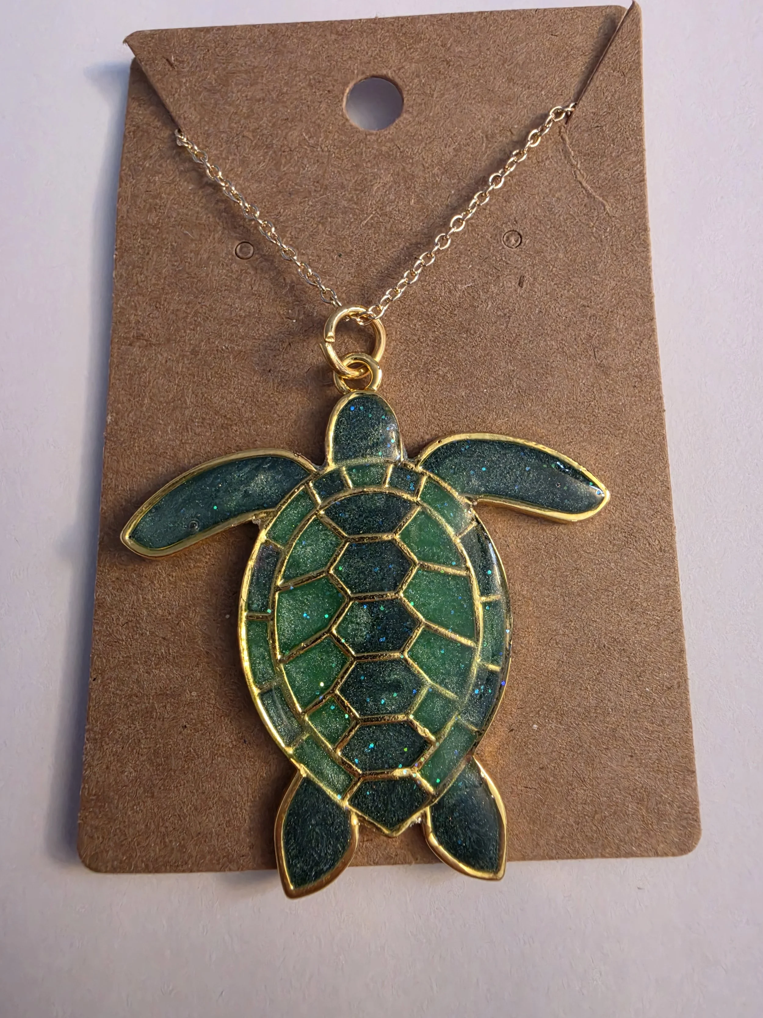 Green Turtle Gold Chain Necklace