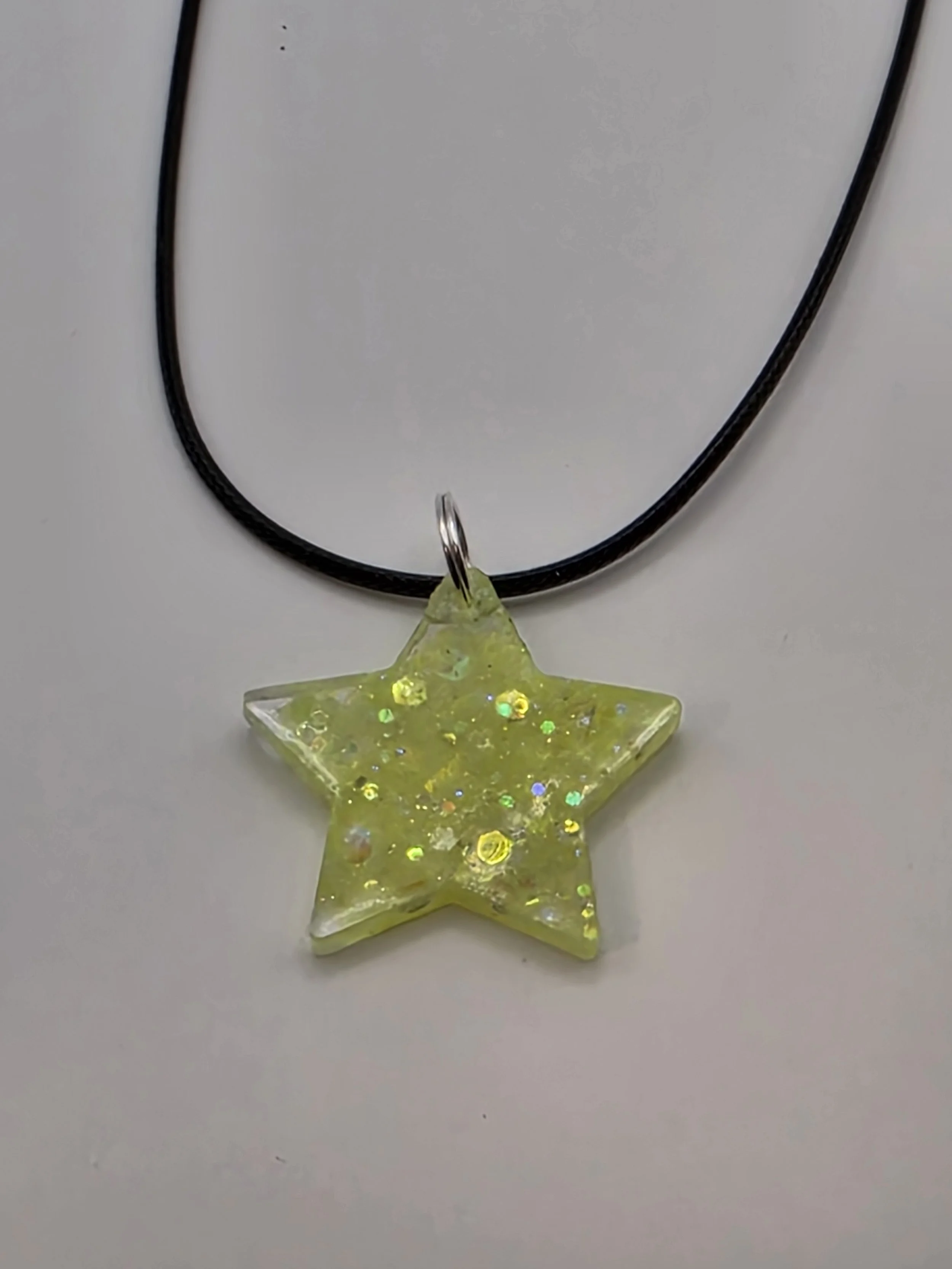 Yellow Glow In The Dark Sparkle Star Necklace