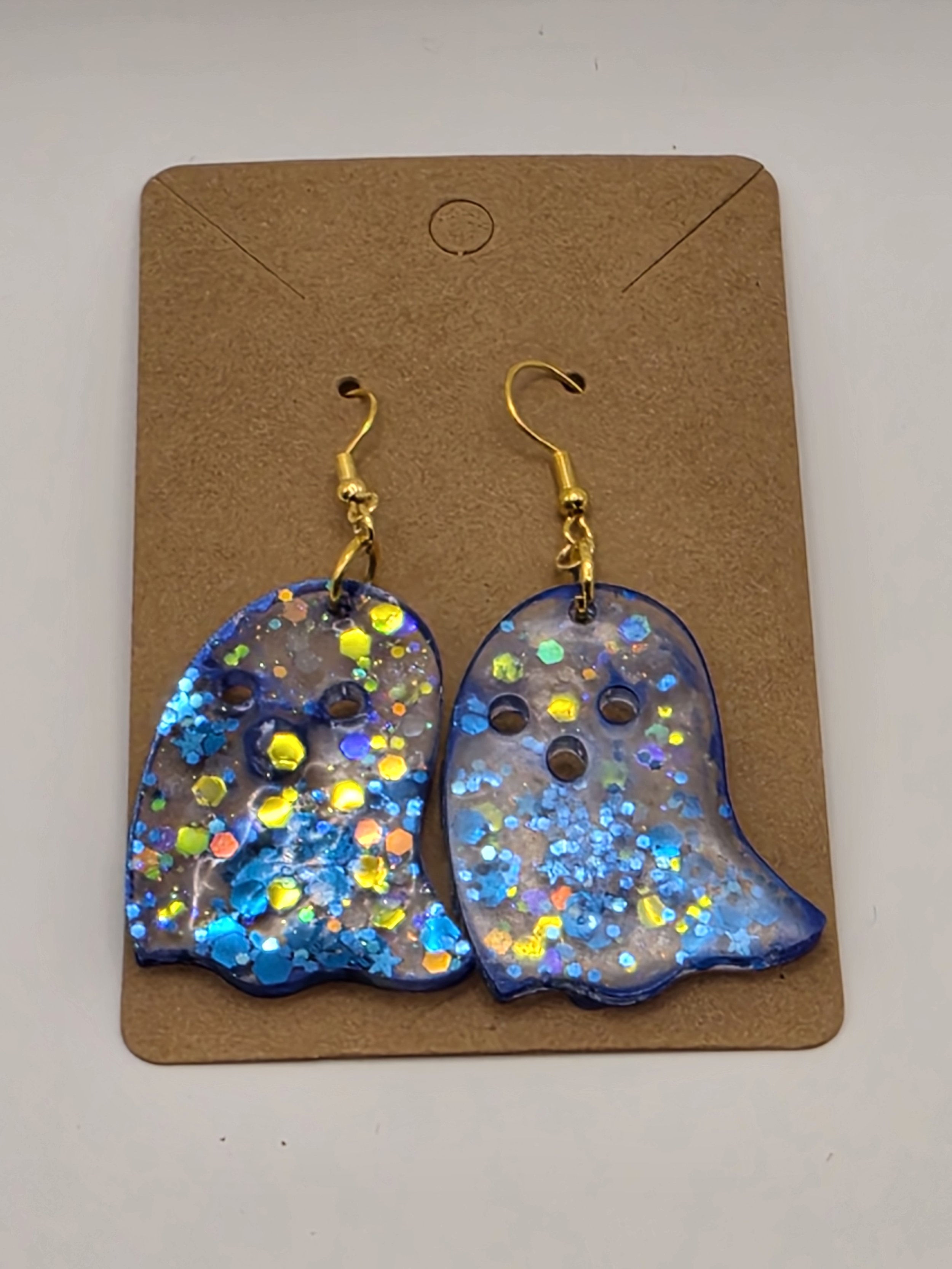 Blue Glitter Ghost Earrings