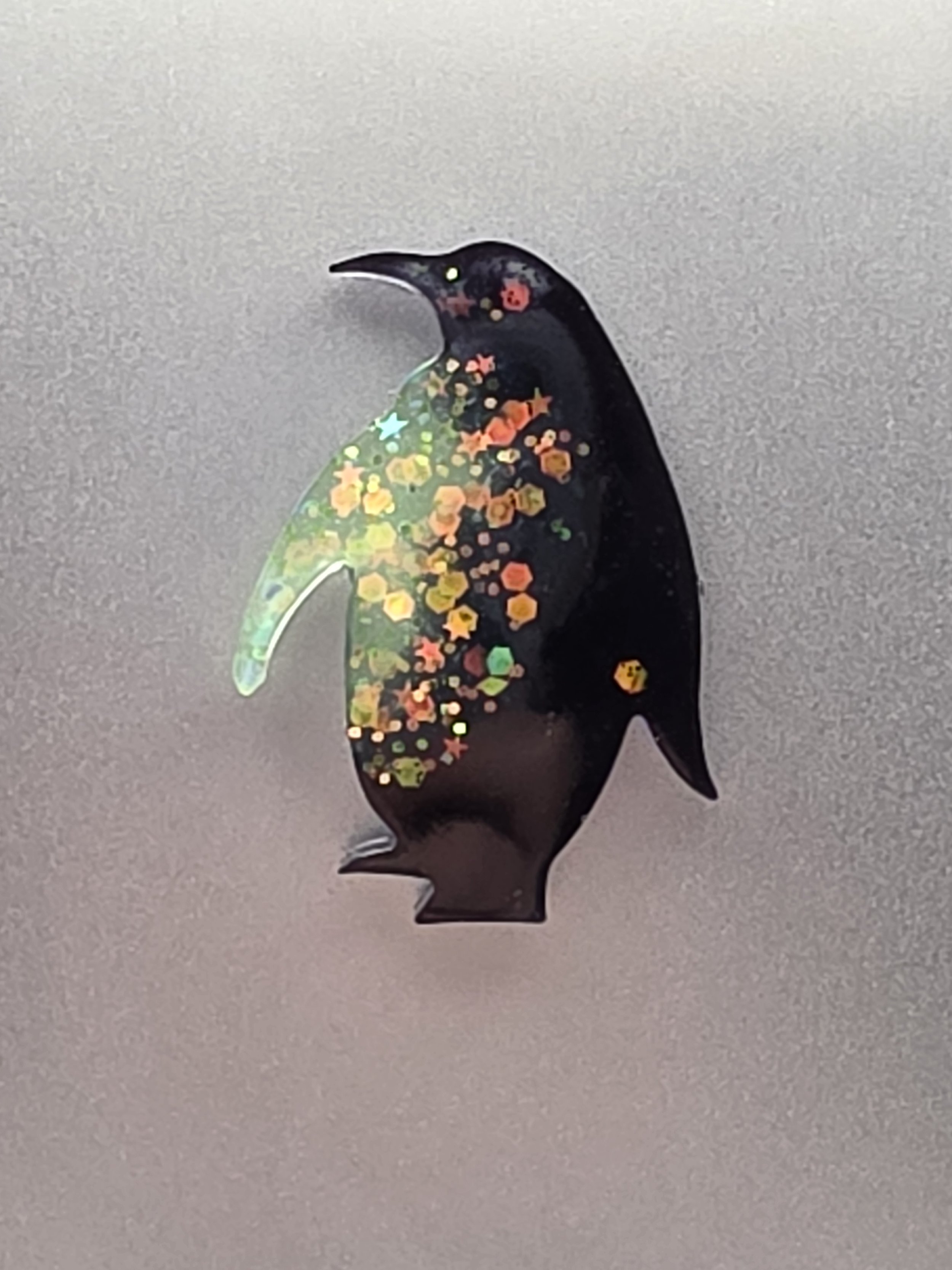 Black & Green Glitter Penguin Magnet