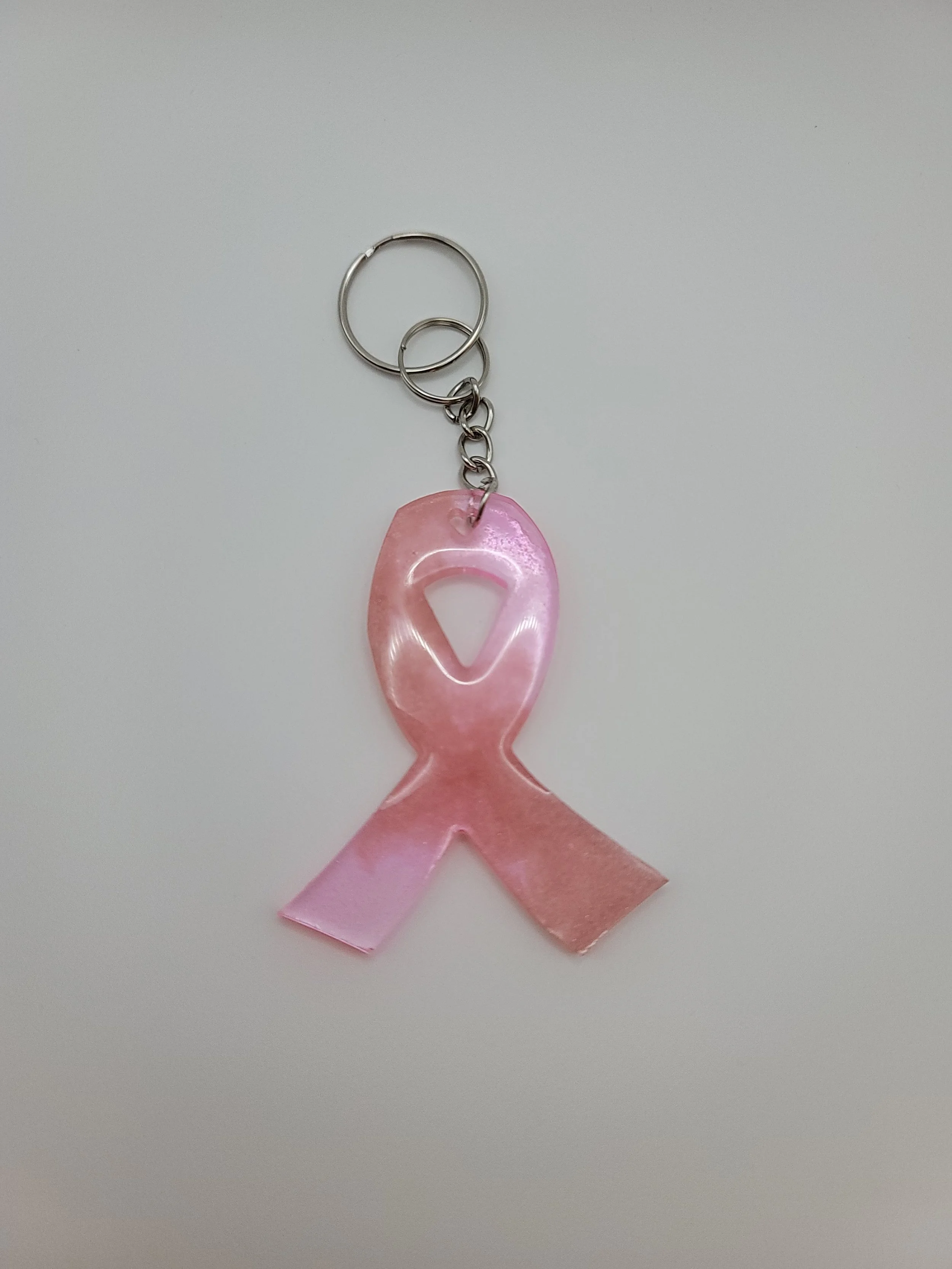 Pink Translucent Pink Awareness Ribbon Keychain