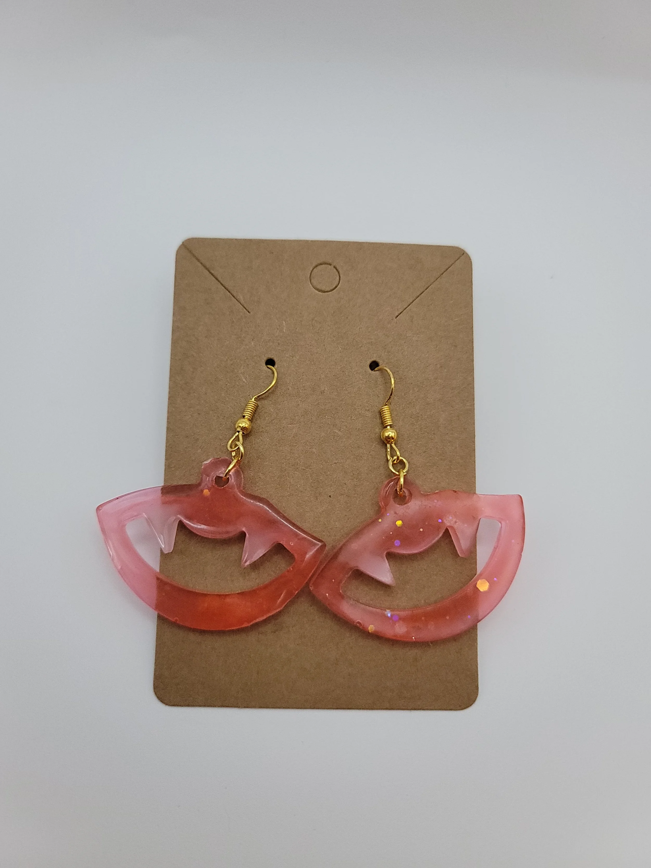Glow in the Dark Pink Glitter Vampire Teeth Earrings