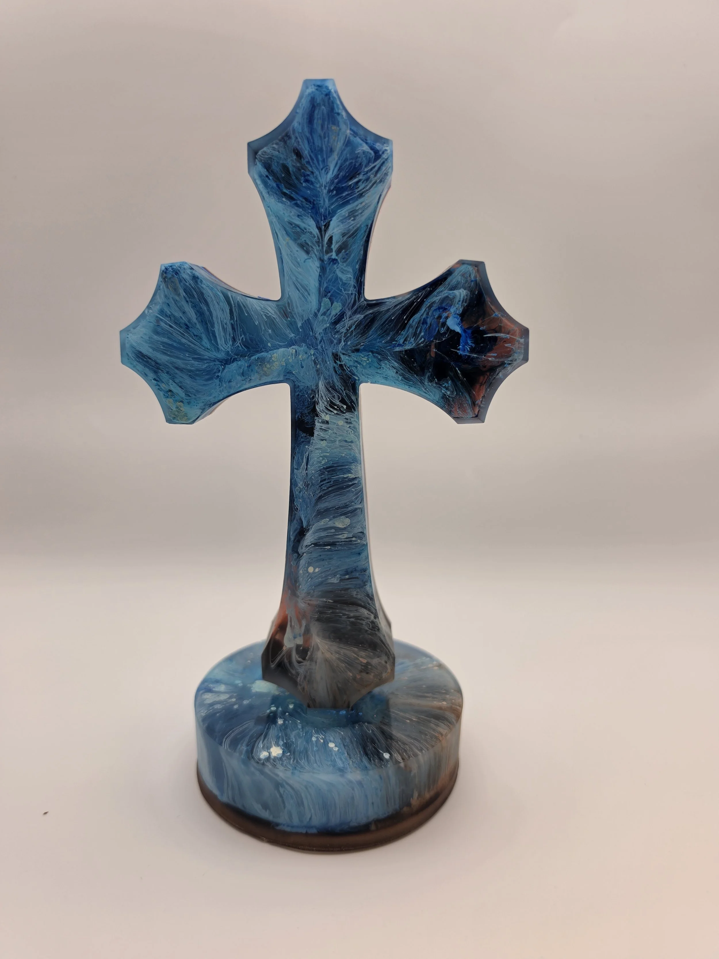 Blue & Brown Swirl Cross