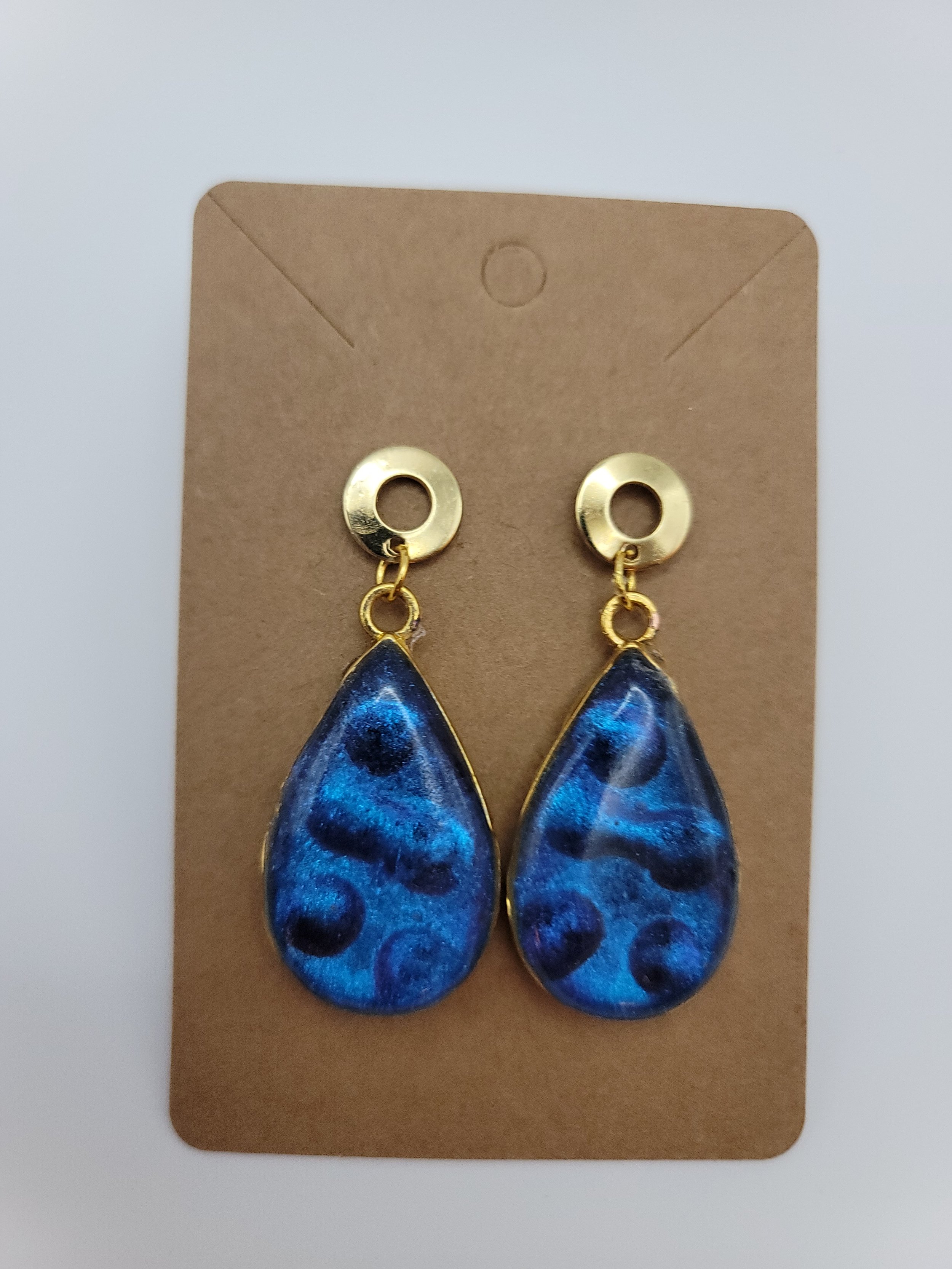 Blue Bubble Studded Teardrop Earrings