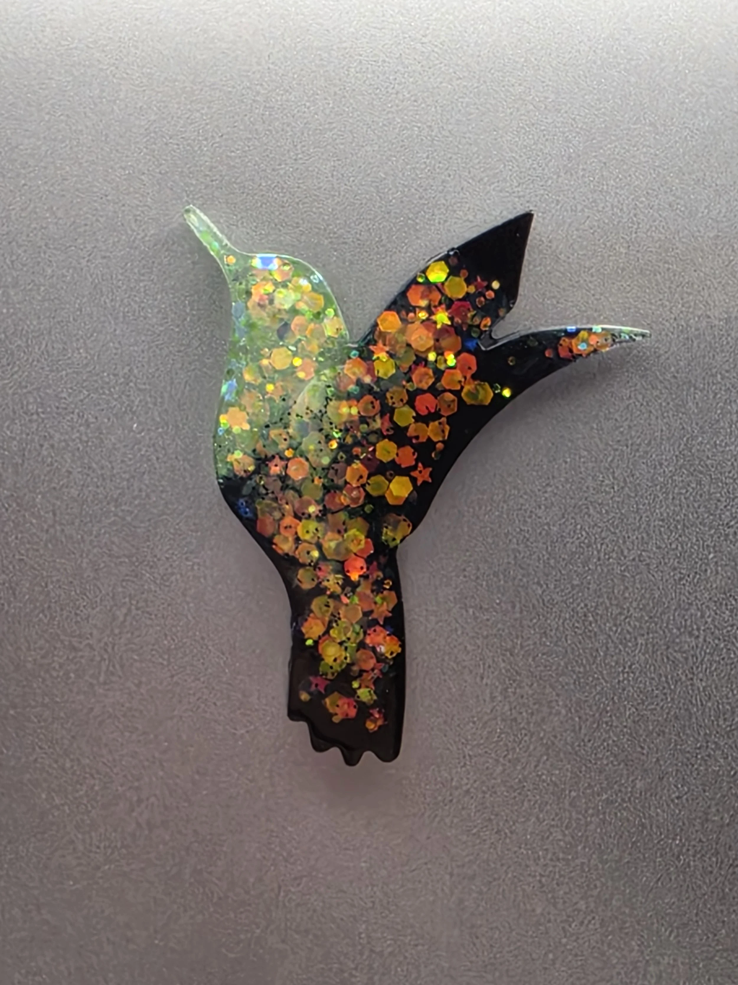 Black & Green Glitter Hummingbird Magnet