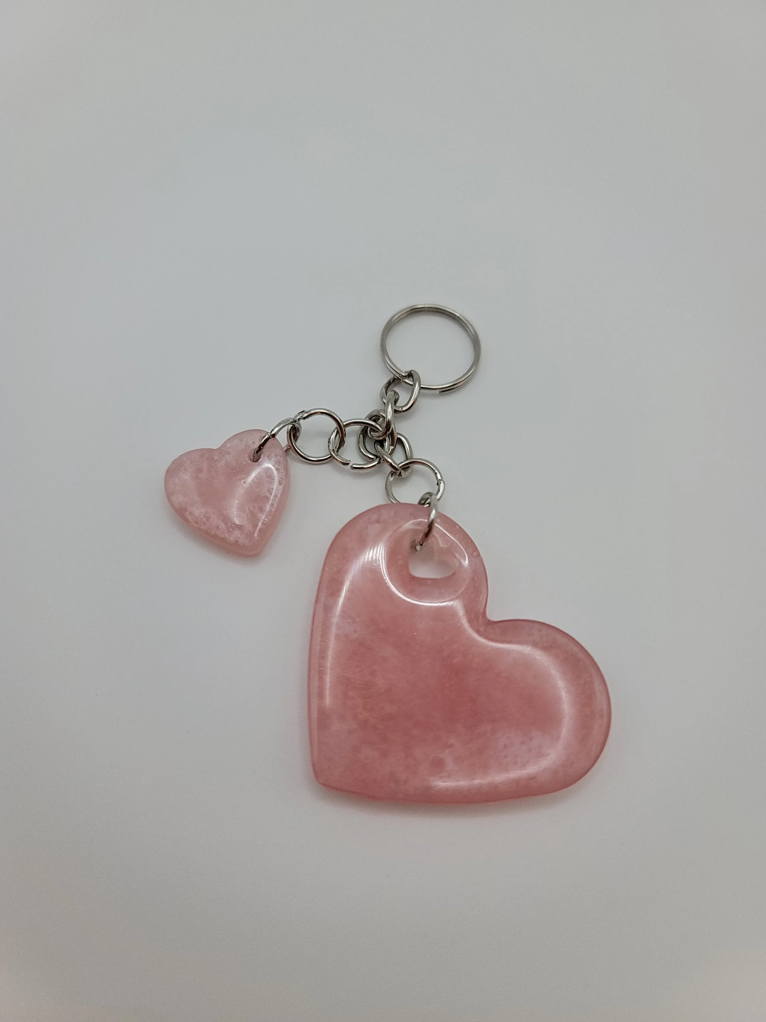 ShimmeryPink Heart Keychain with Pink Heart Charm