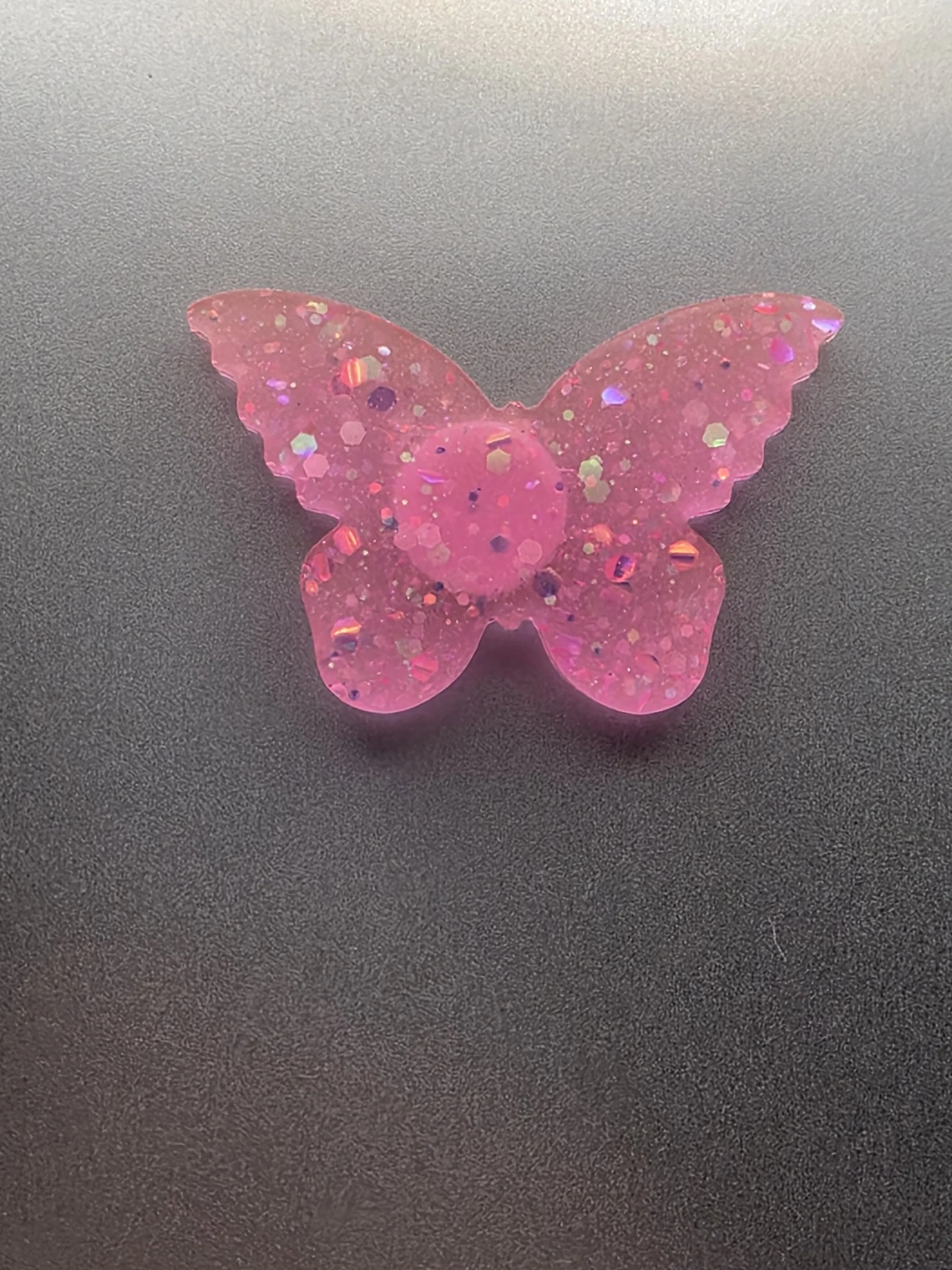 Pink Glow In The Dark Glitter Butterfly Magnet