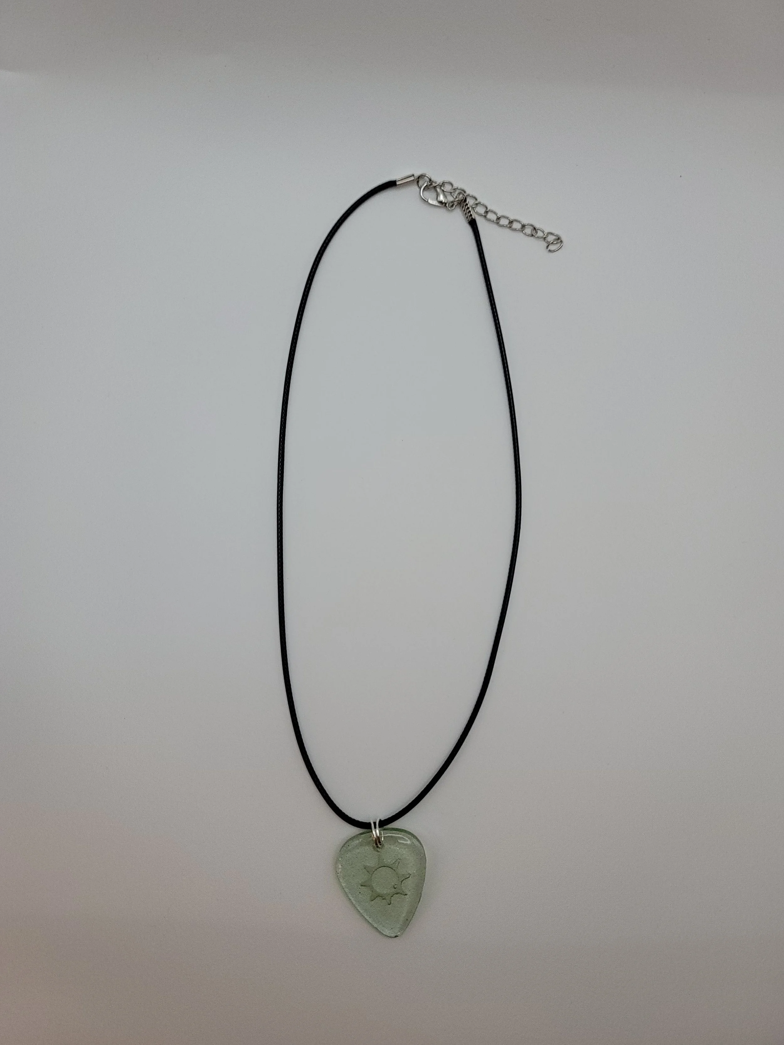 Green Translucent  Sun Glitter Small Guitar Pick Necklace