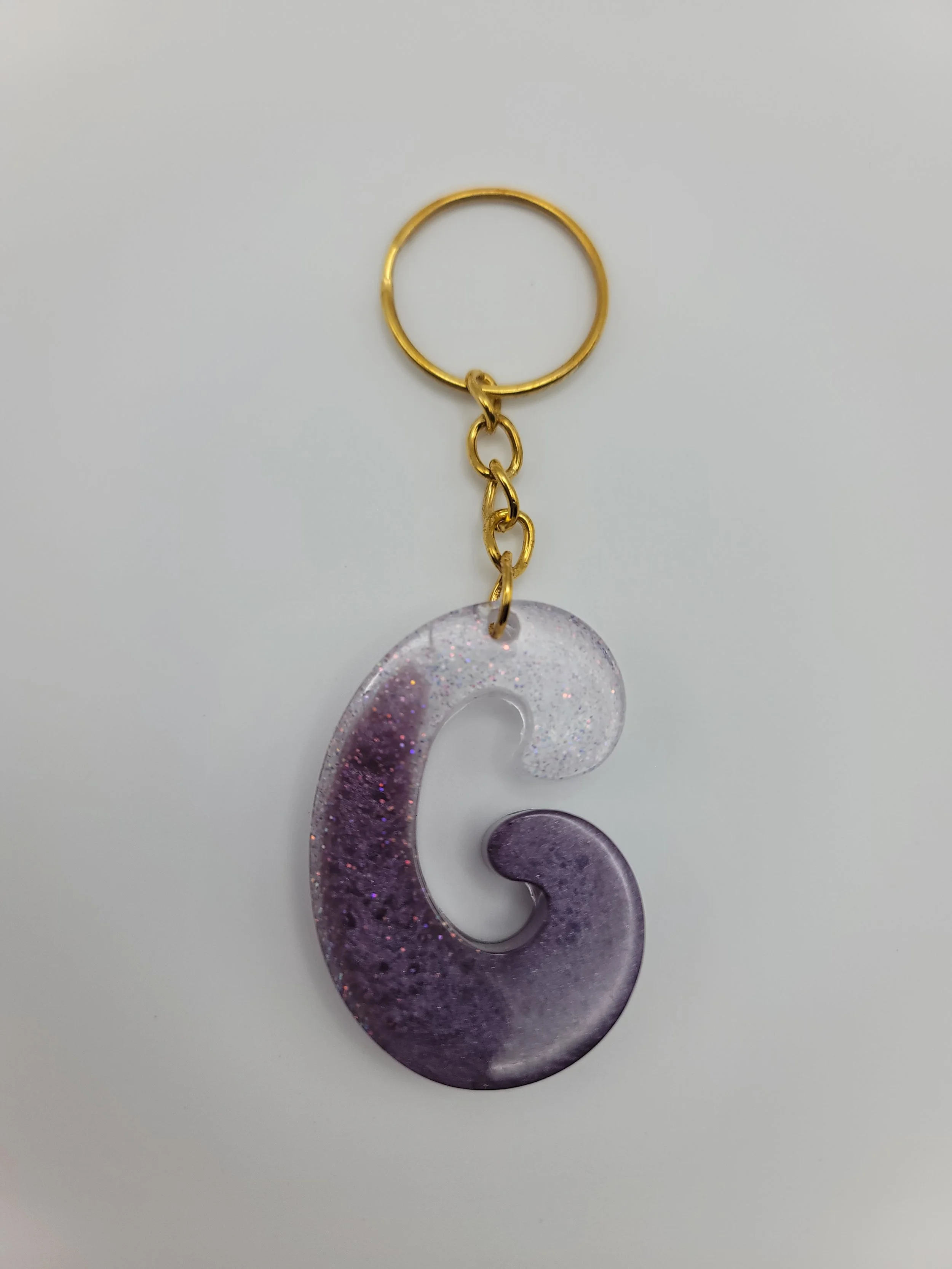 "G" Purple Glitter Keychain