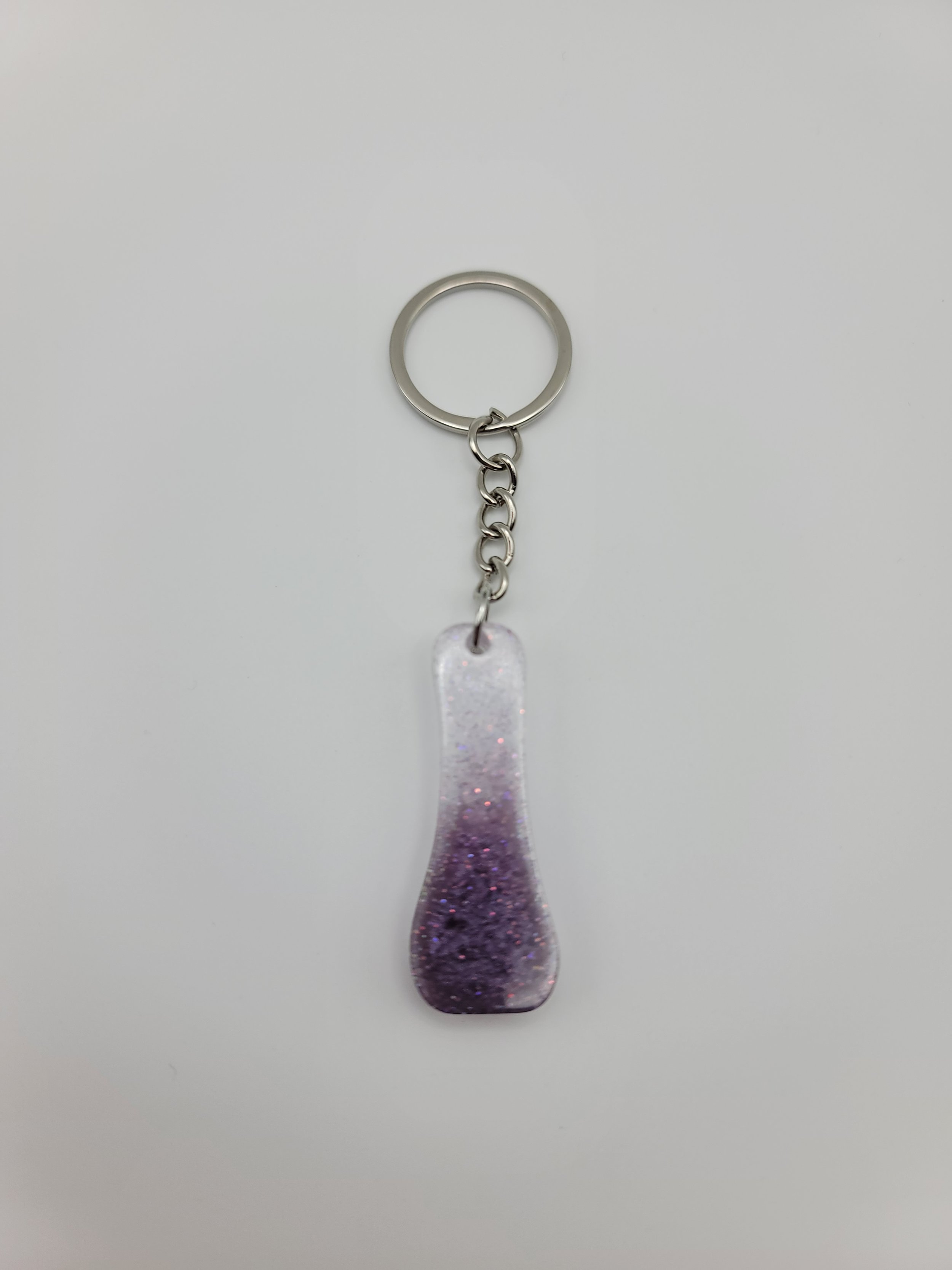 "I" Purple Glitter Keychain