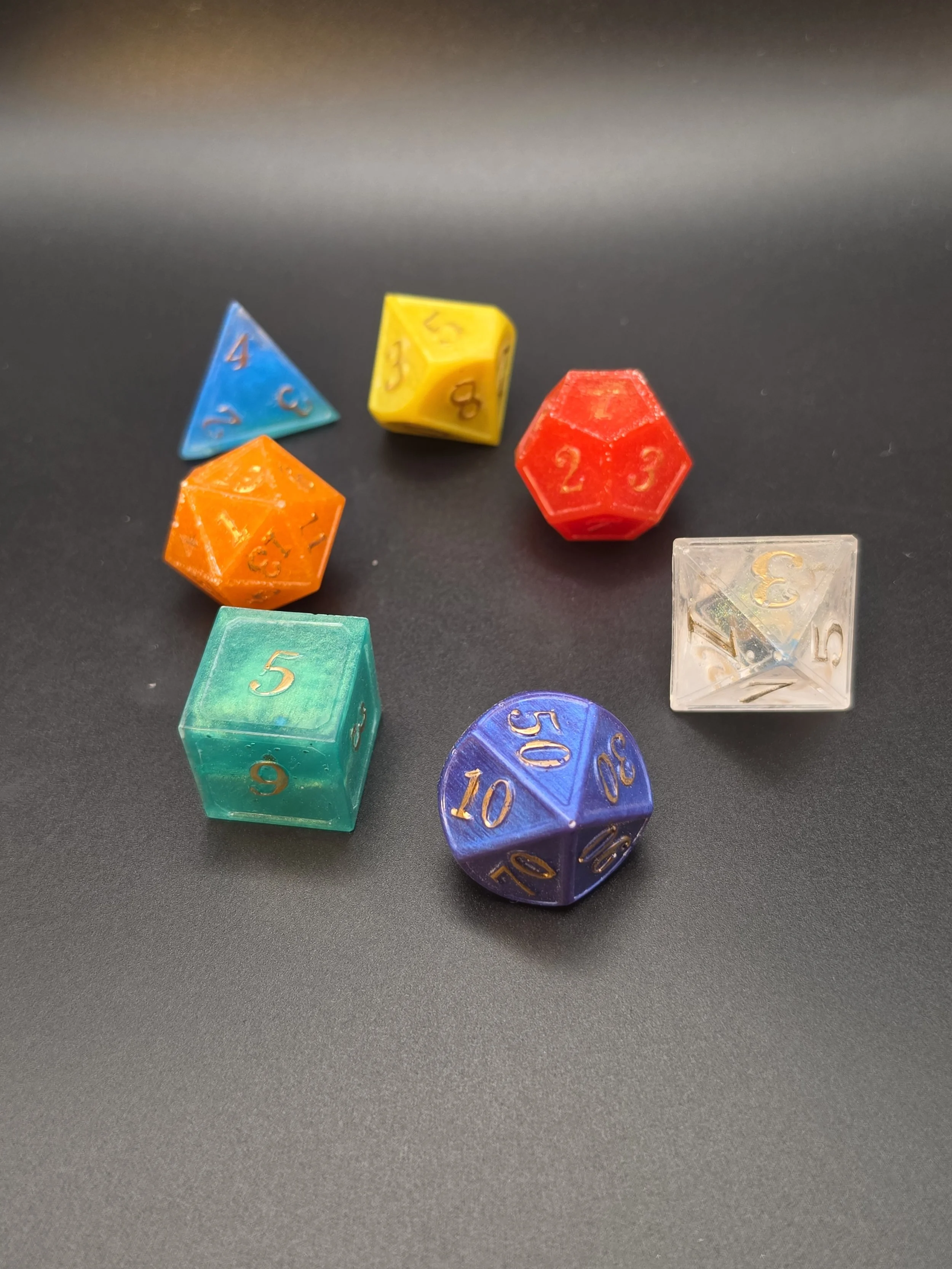 Large Infinity Stone Inspired Epoxy Resin Dice- Set of 7