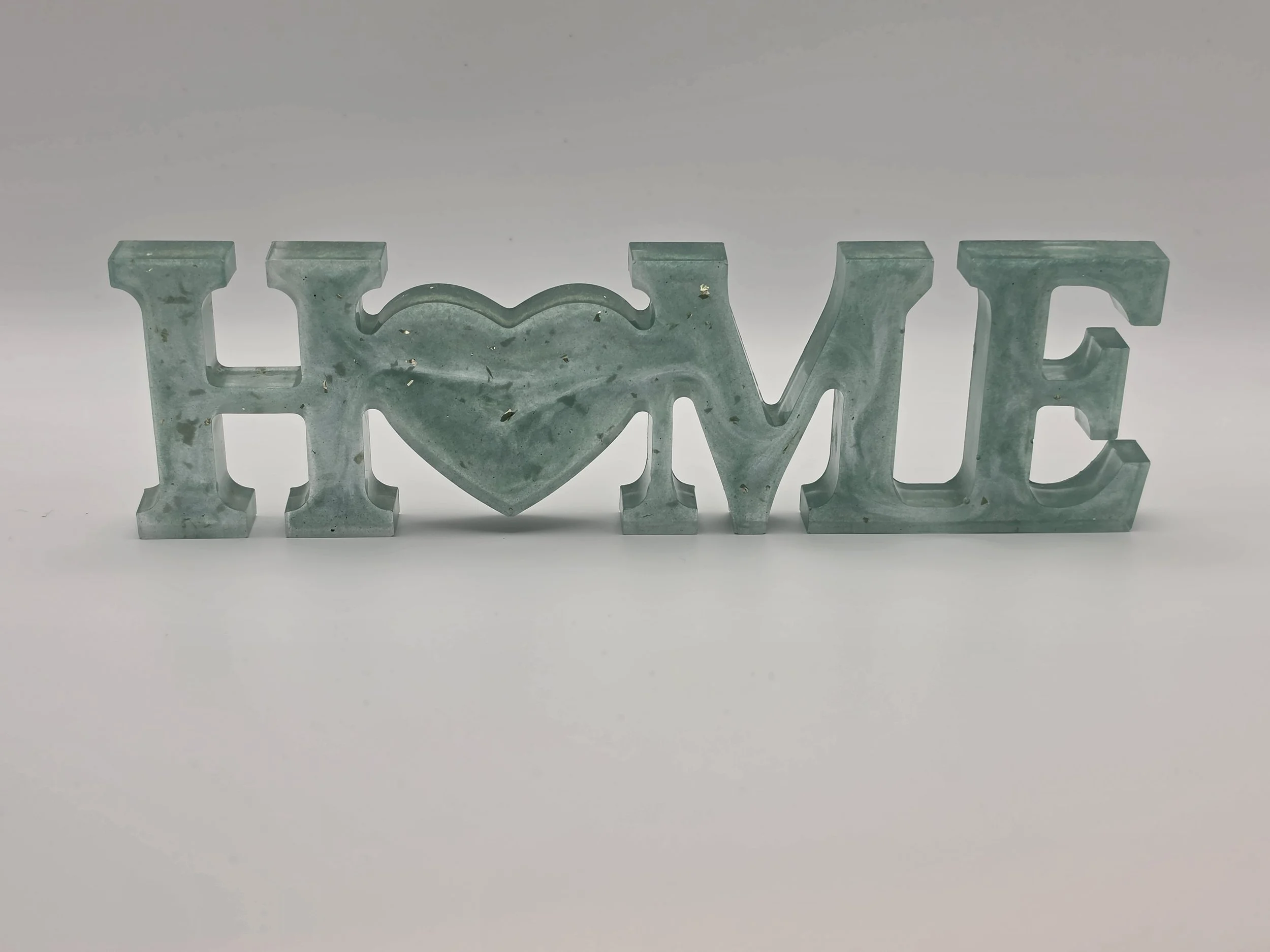 "Home" Green with Gold Flakes Sign