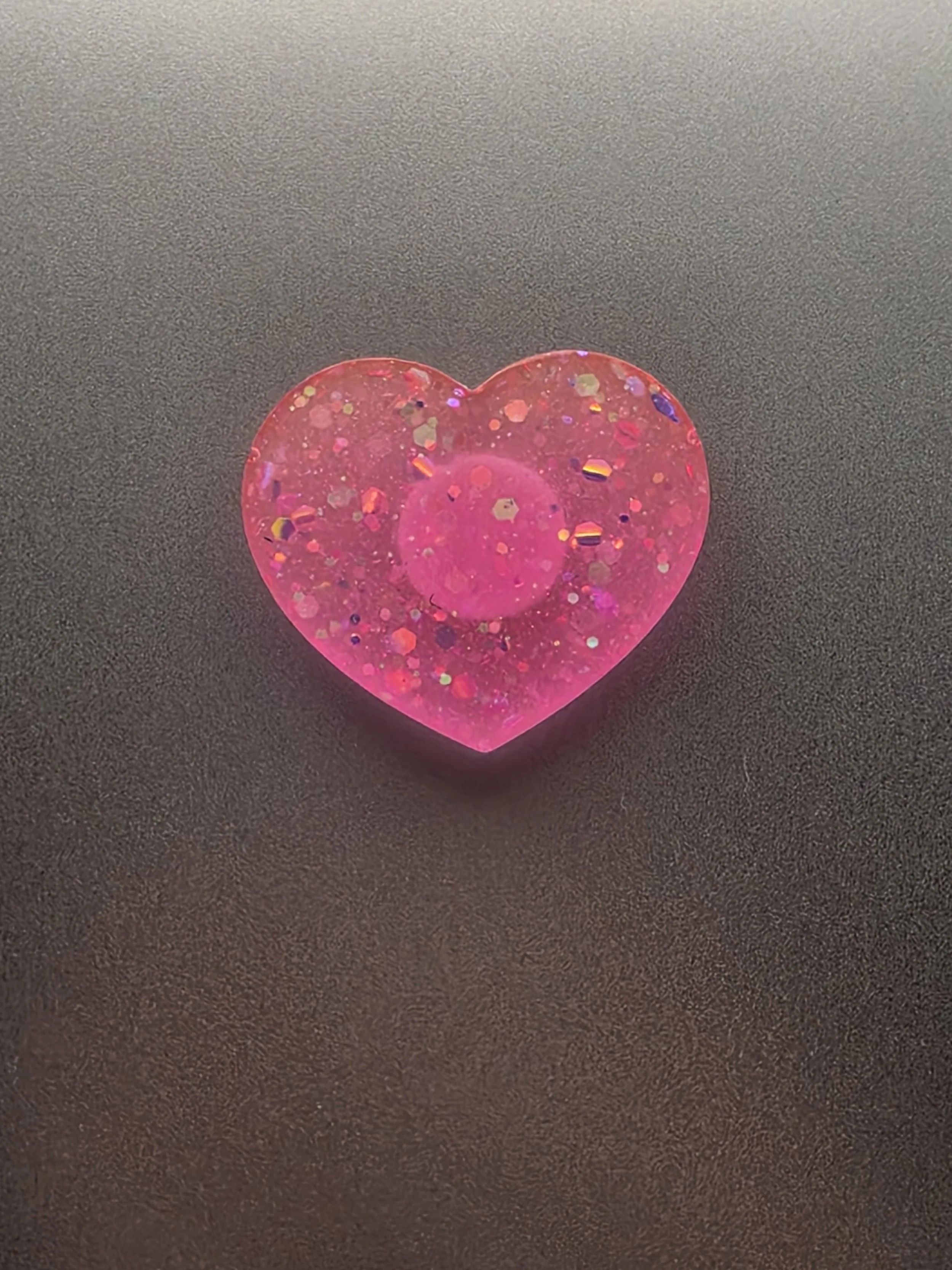Pink Glow In The Dark Glitter Heart Magnet
