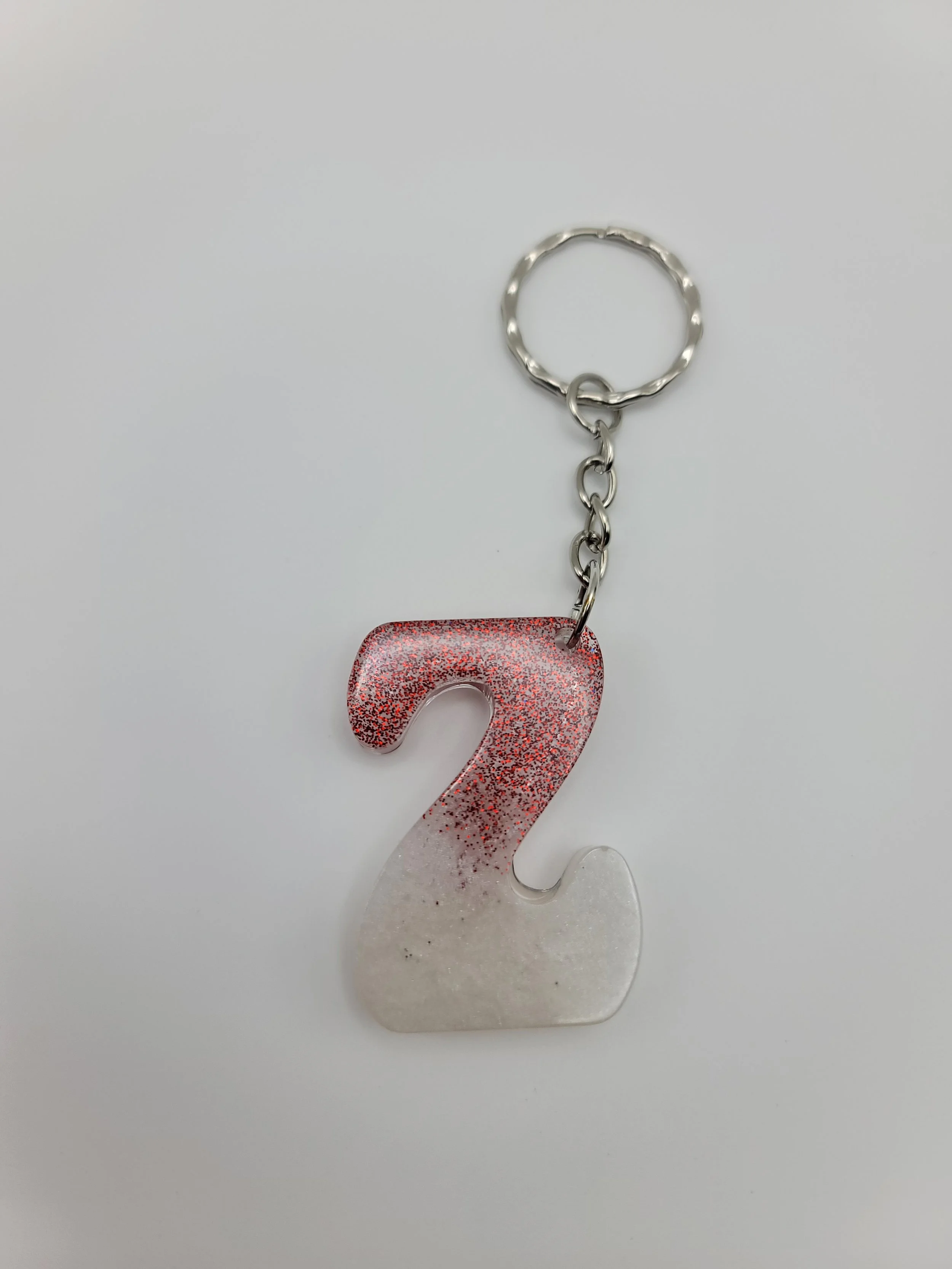 "Z" Red & White Glitter Keychain