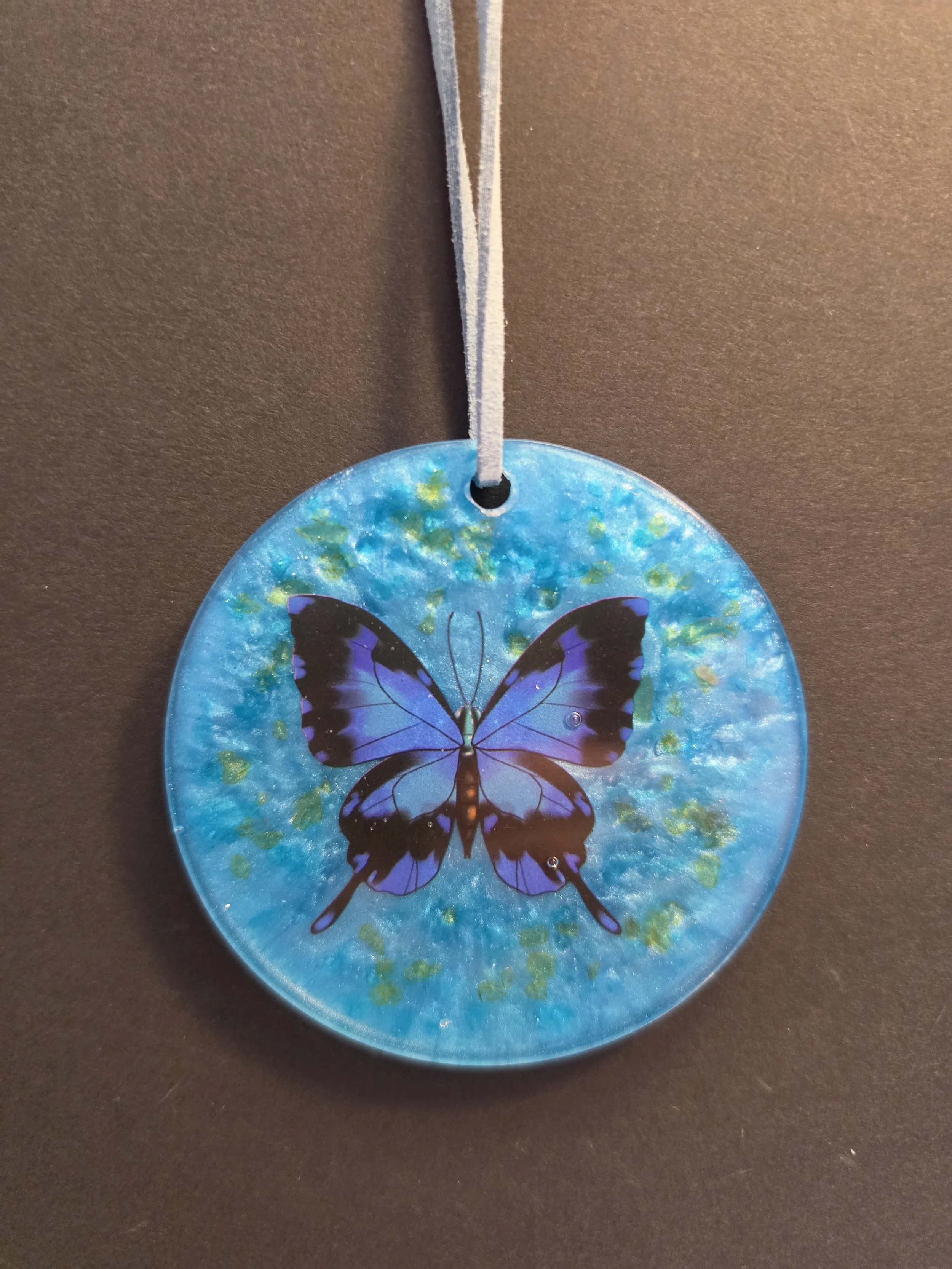 Small Blue Butterfly Round Ornament