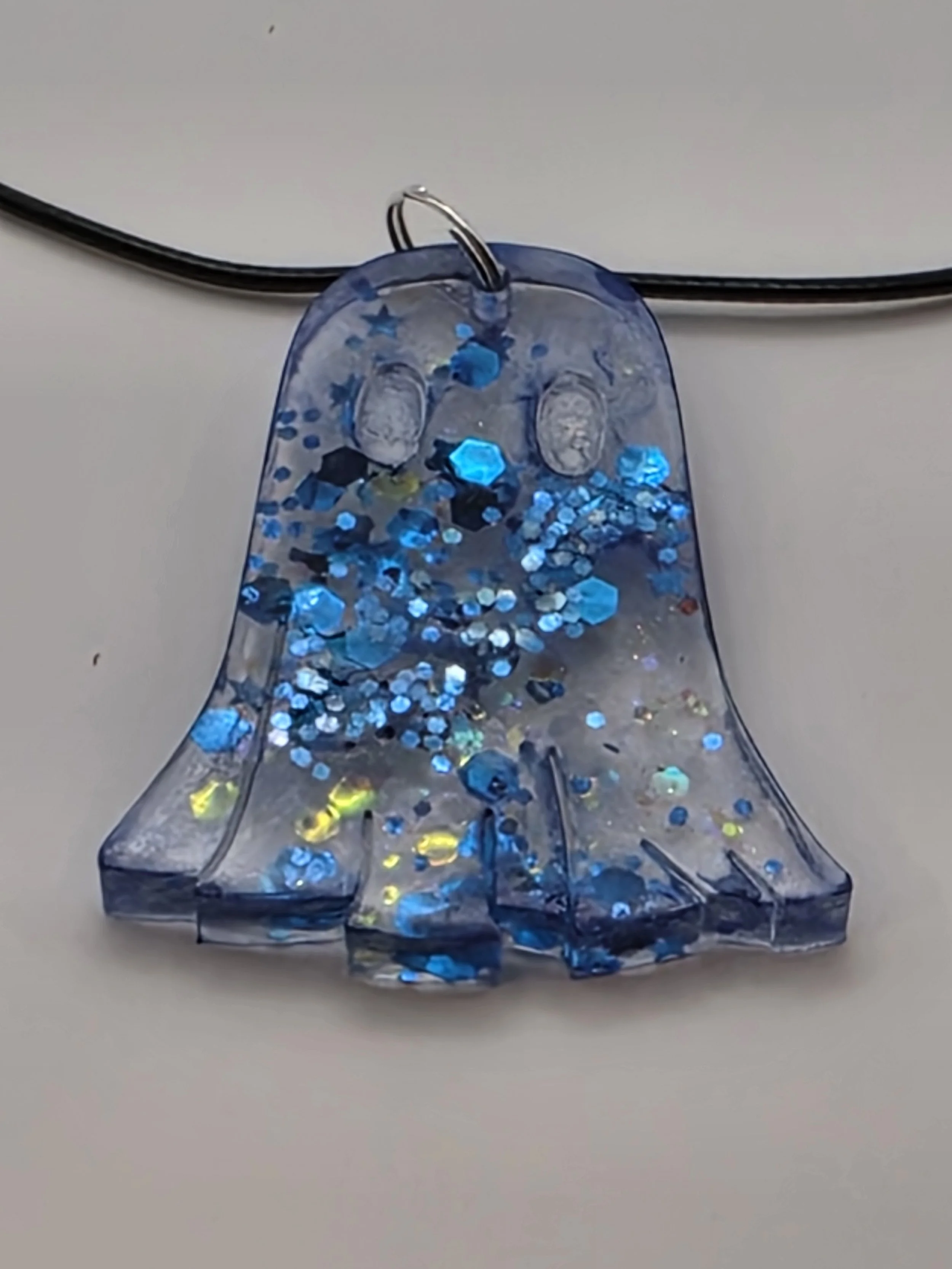 Blue Glitter Ghost Necklace