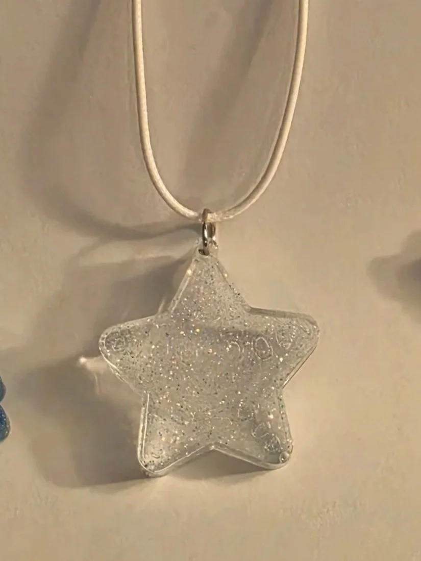 Clear Glitter Star Necklace