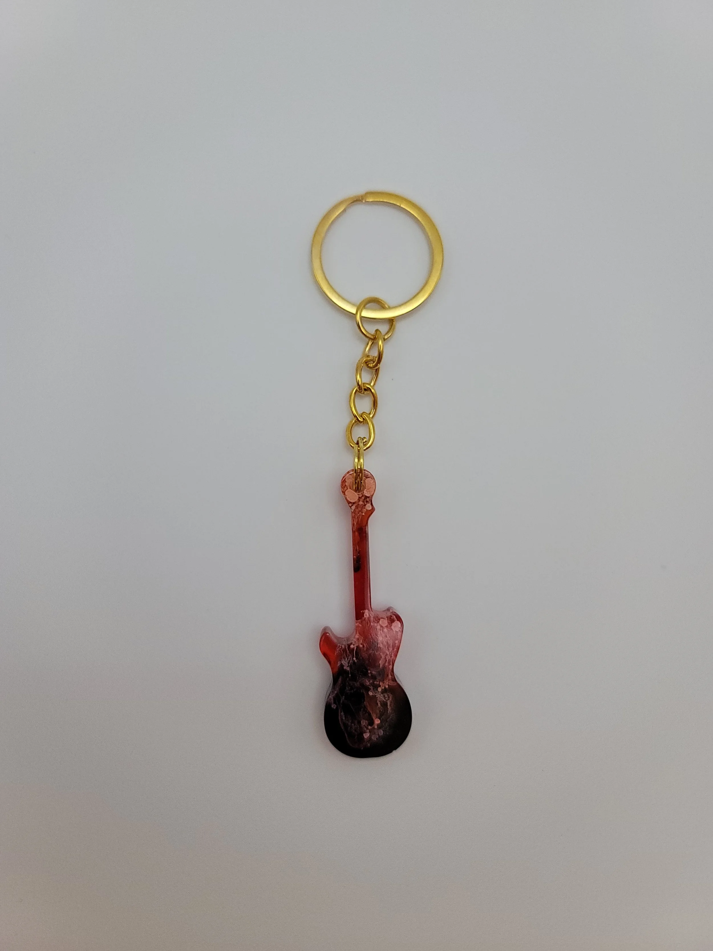 Black & Red Swirl Guitar Keychain