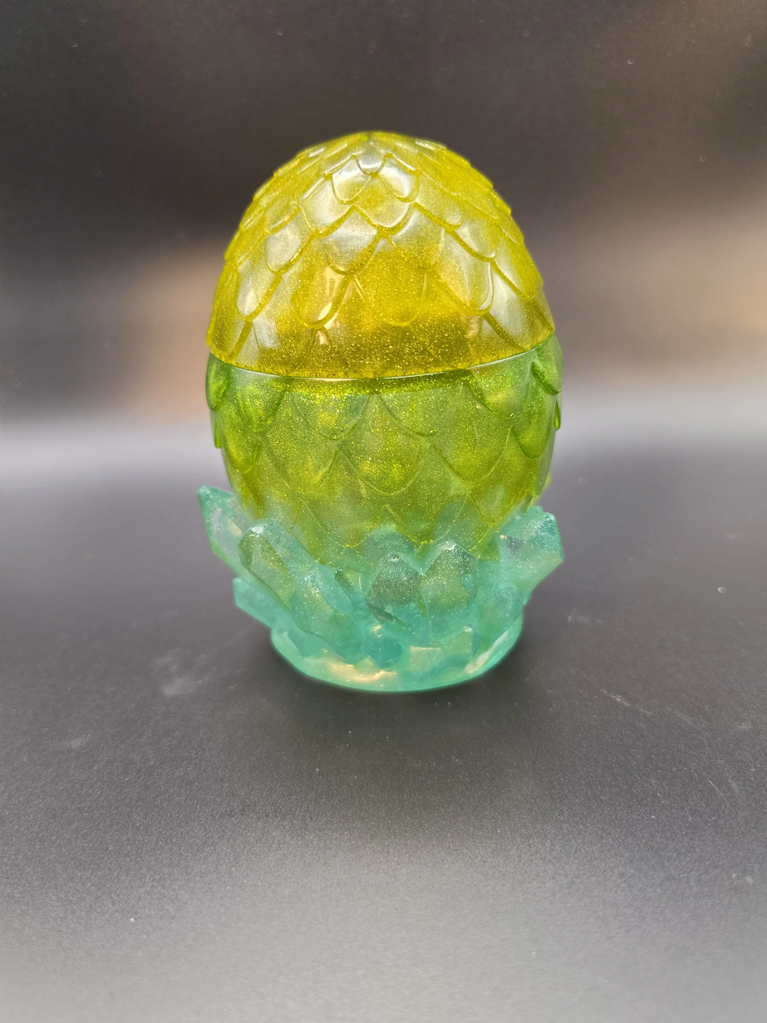 Three Tone Green & Blue Shimmer Dragon Egg Jar