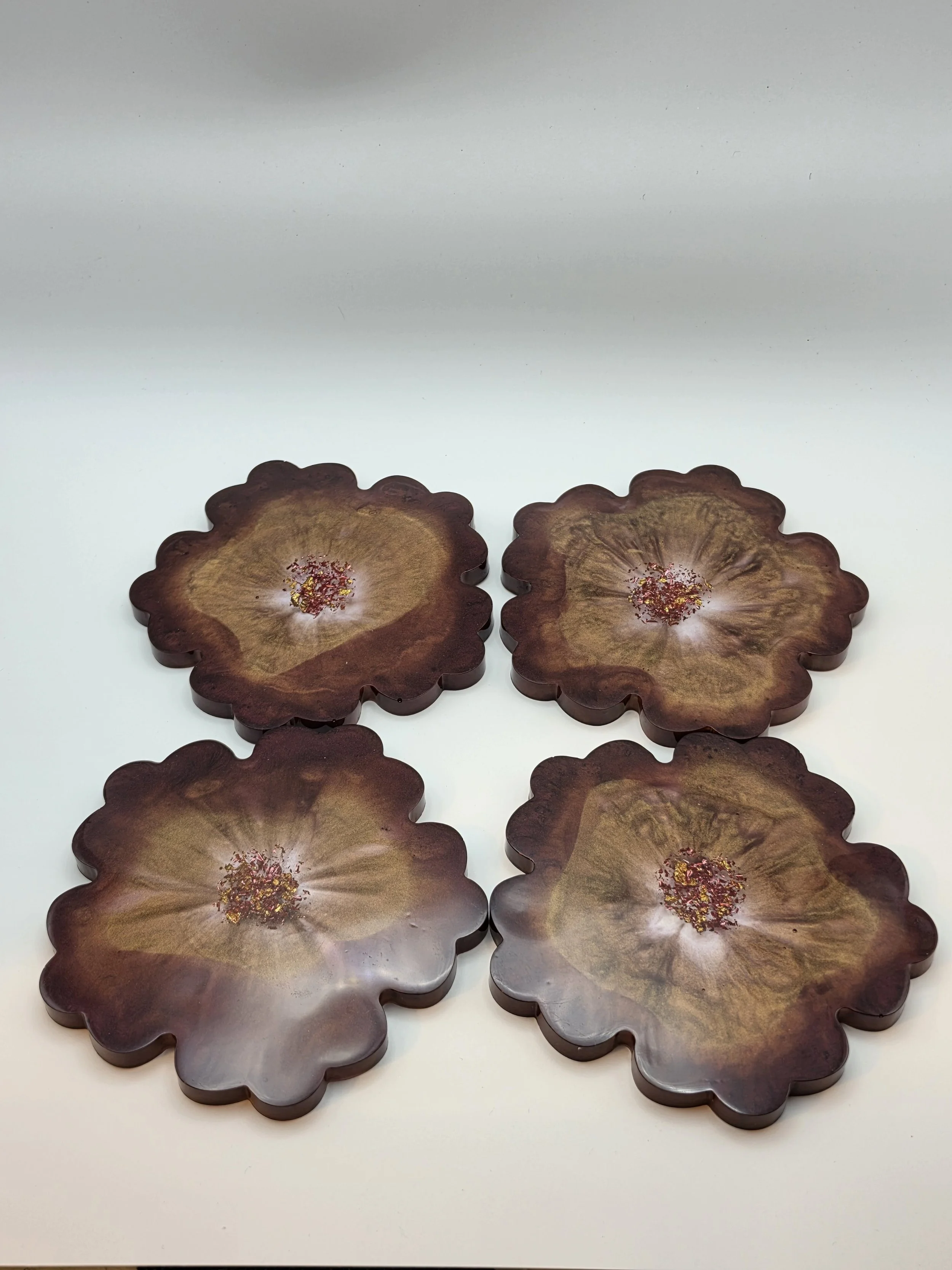 Wine Geode Flower Coaster Set