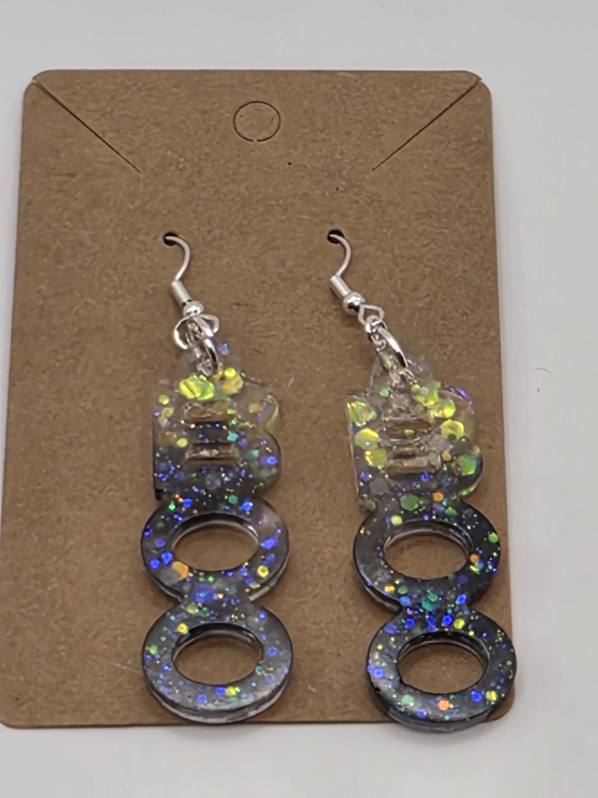 Black & White Glitter Boo Earrings