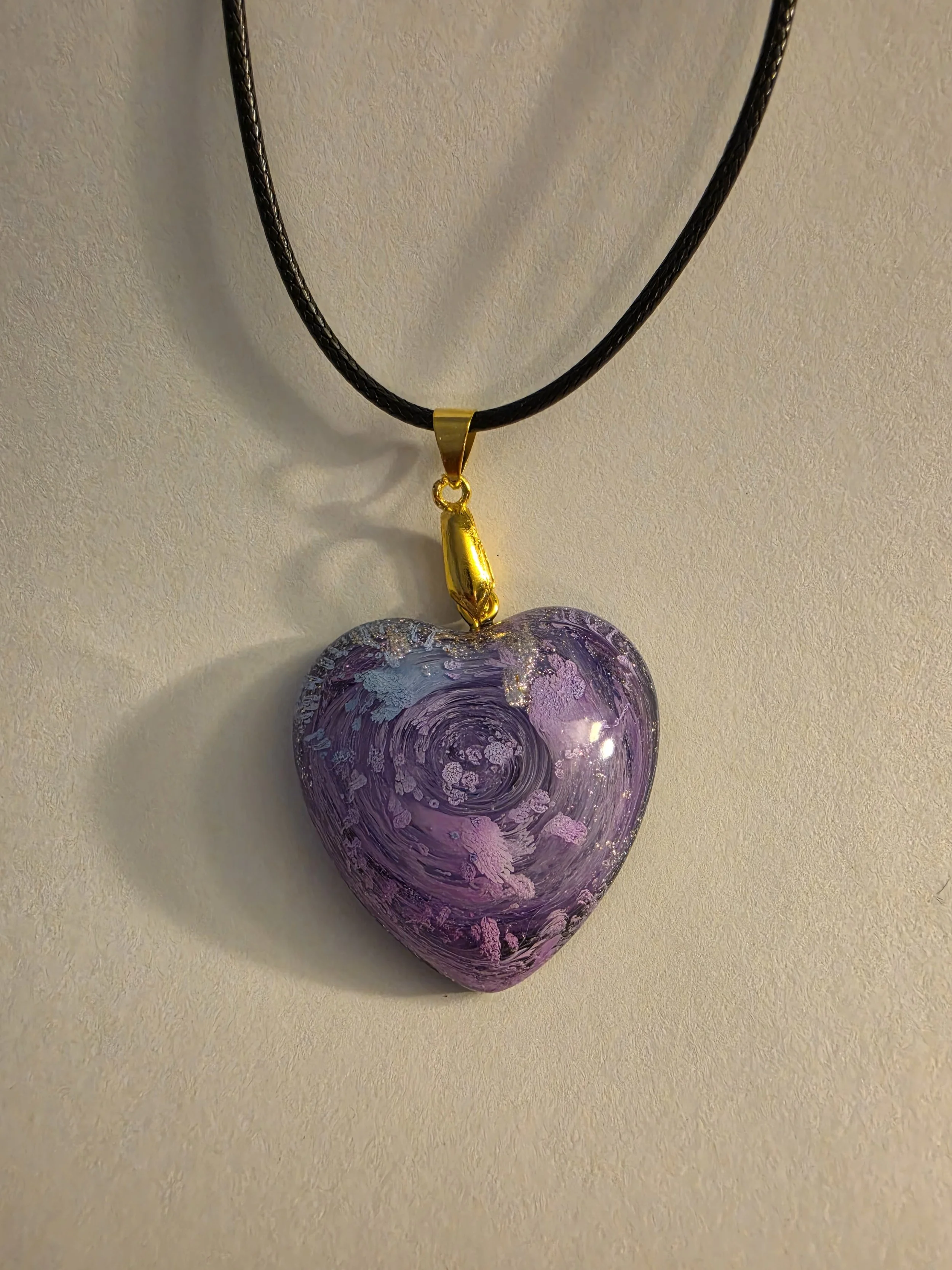 Purple Blue Swirl Heart Necklace