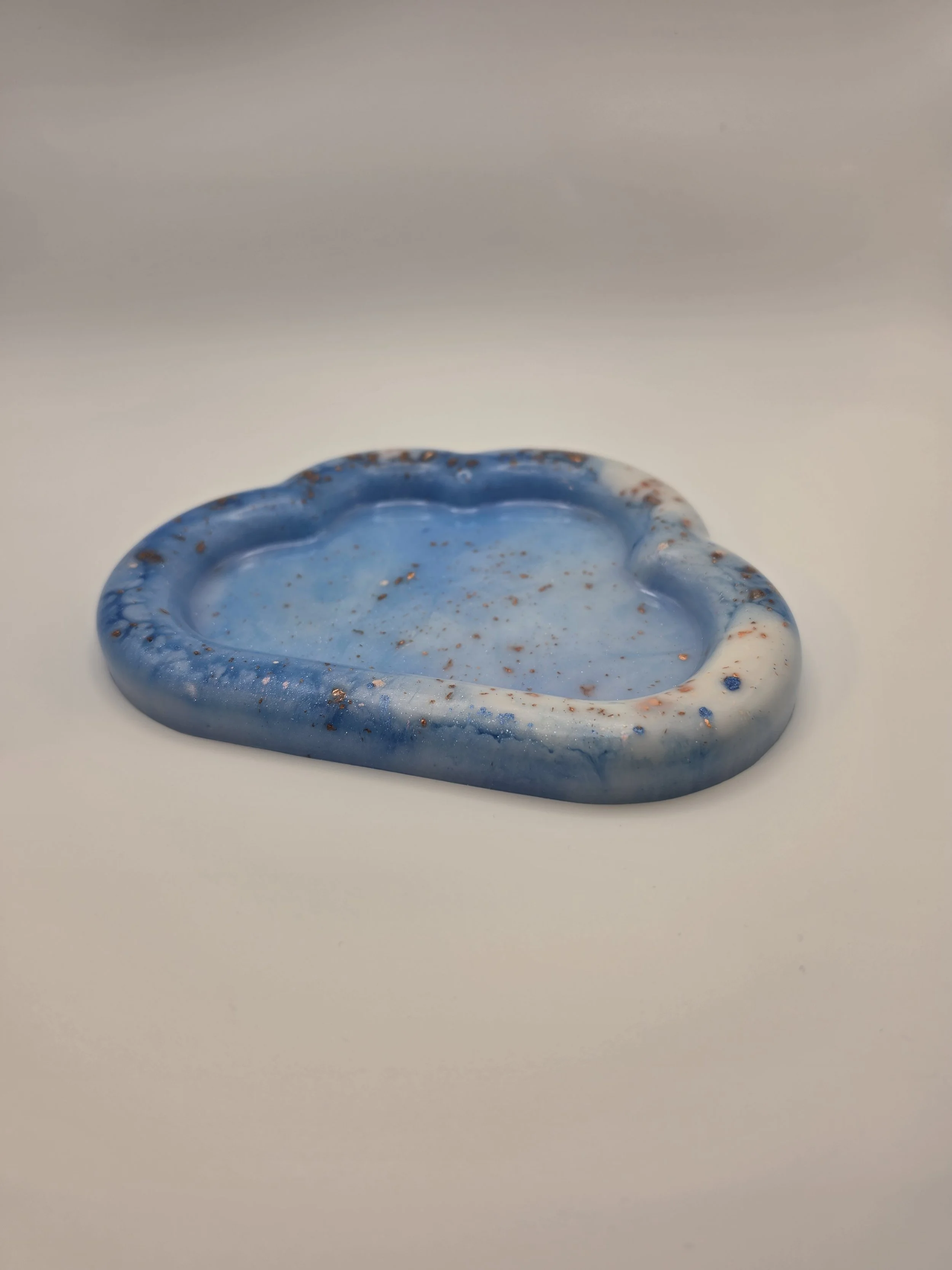 Blue & White Bronze Flake Cloud Tray