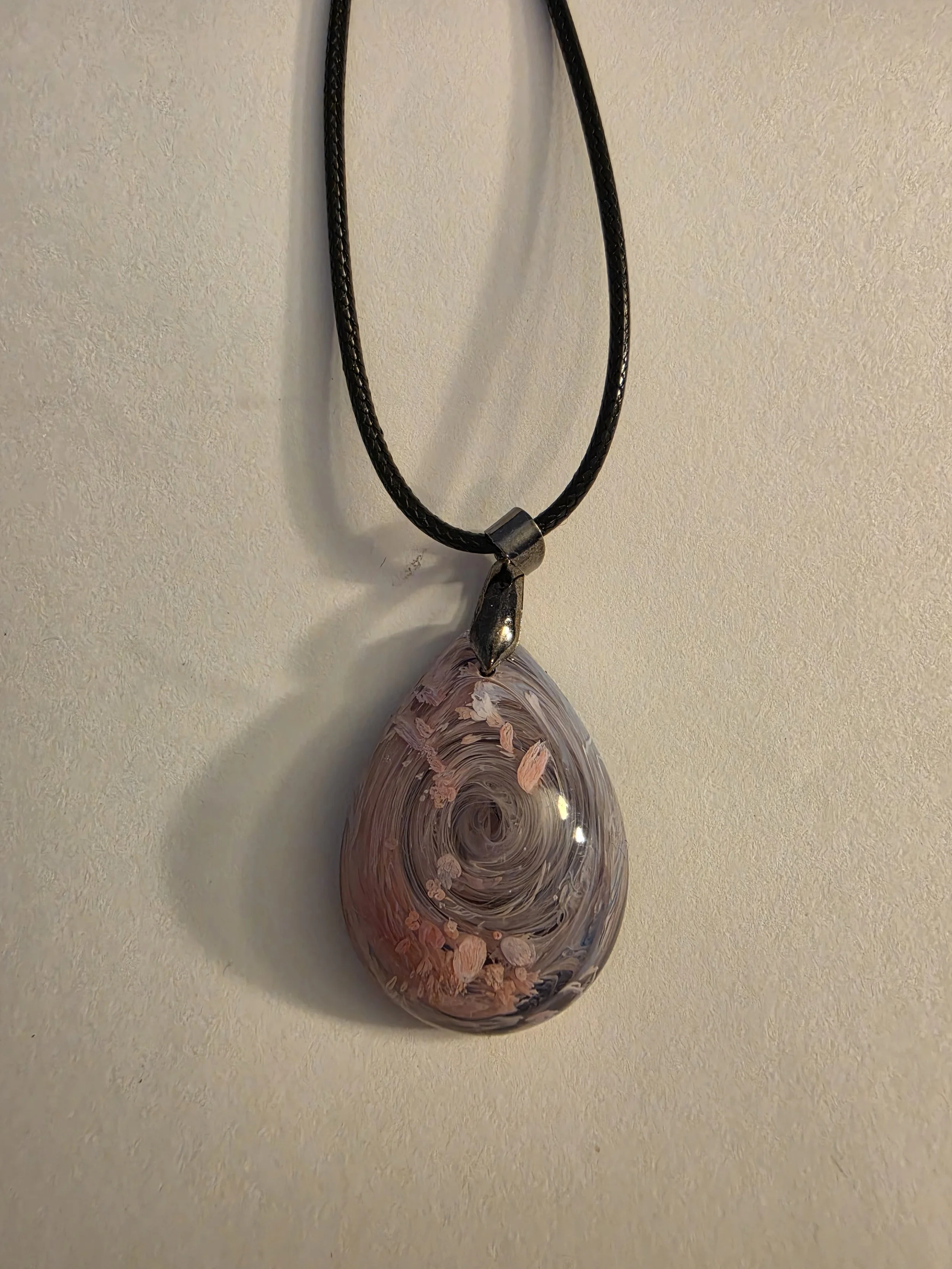 Red, White, & Blue Swirl Tear Drop Necklace