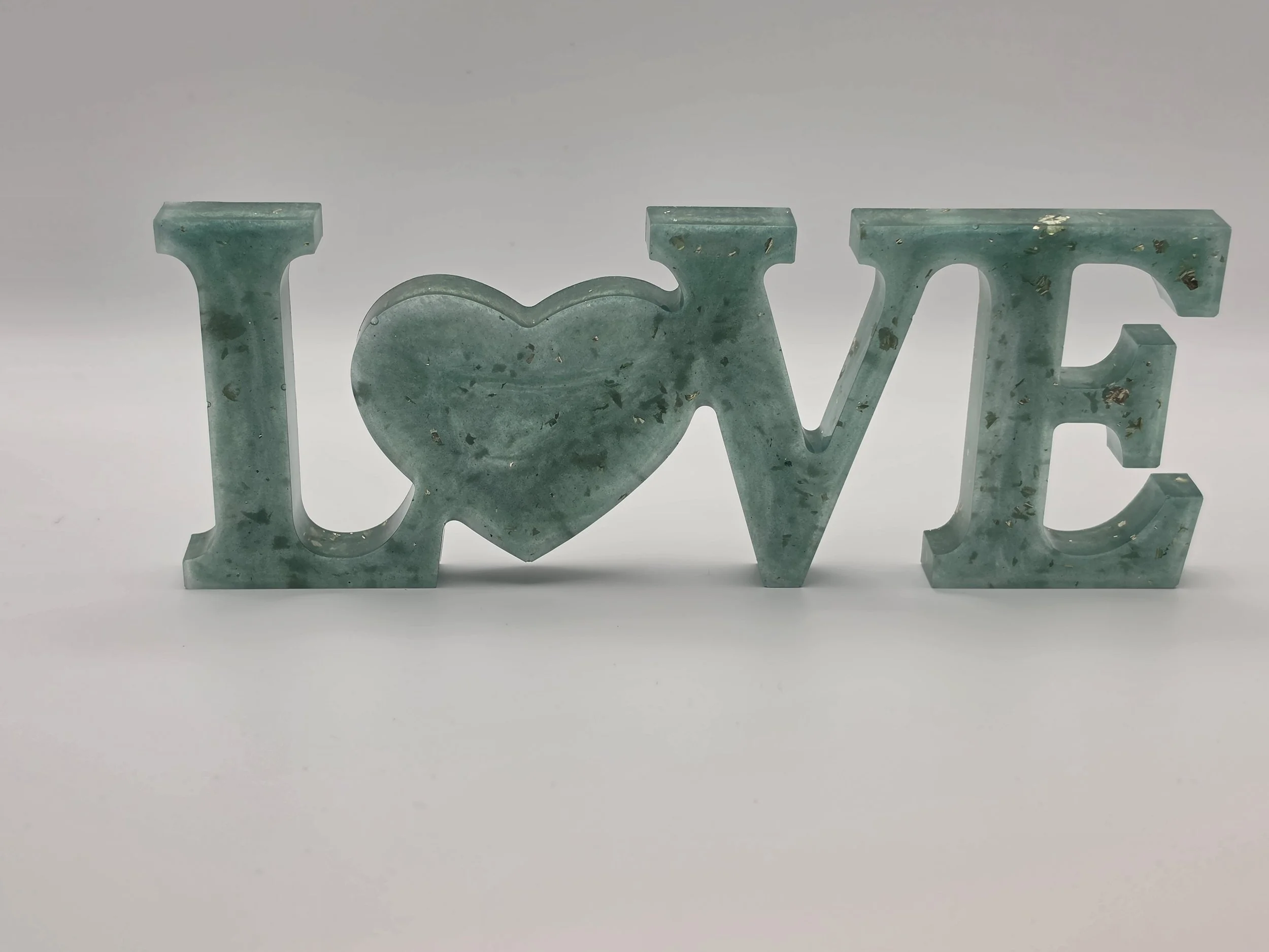 "Love" Green with Gold Flakes Sign