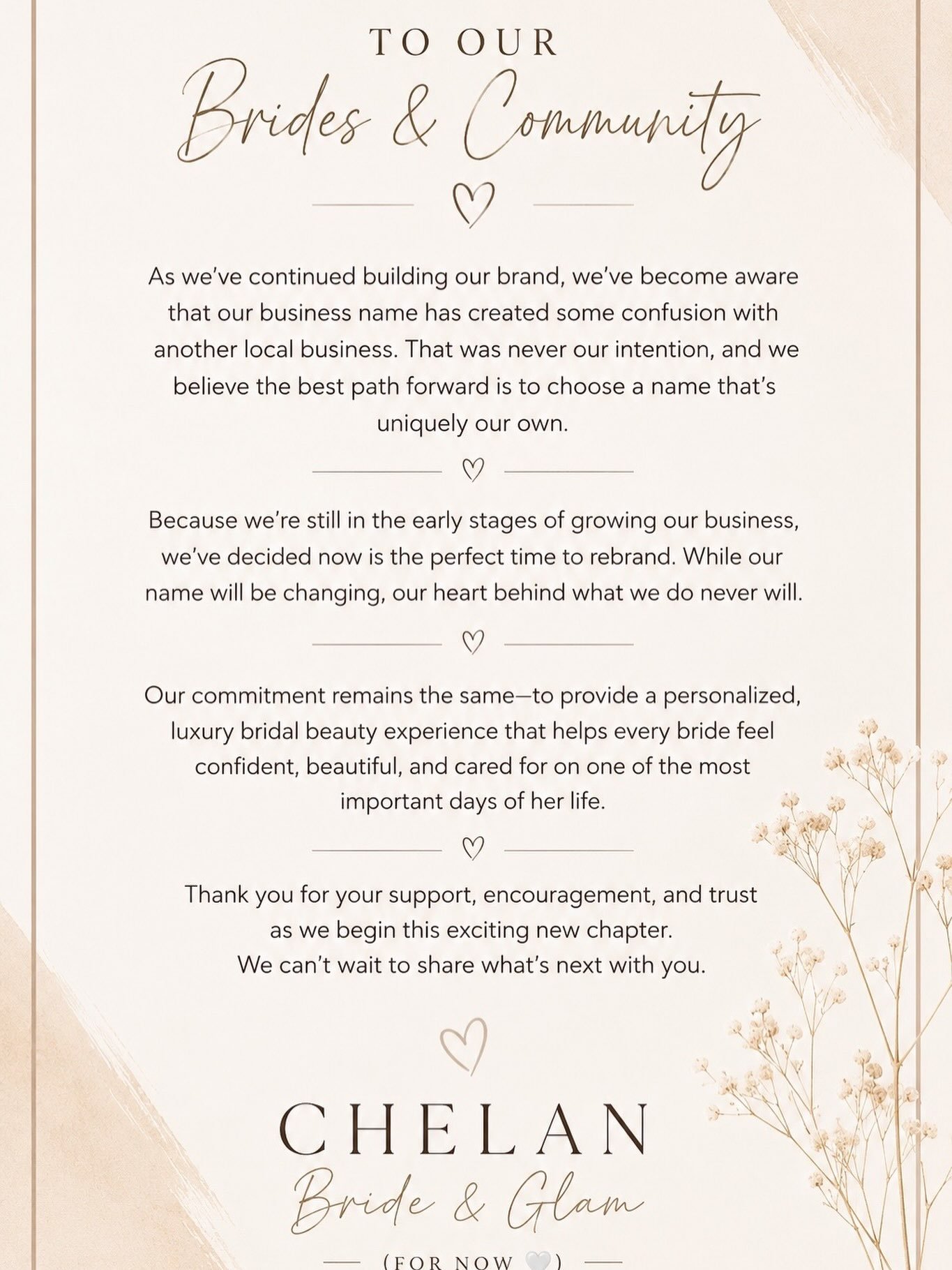 Thank you everyone who has shown so much support from the beginning and those that have helped me start this new business!