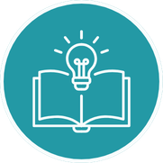 Open book with a lightbulb above it, symbolizing ideas or creativity
