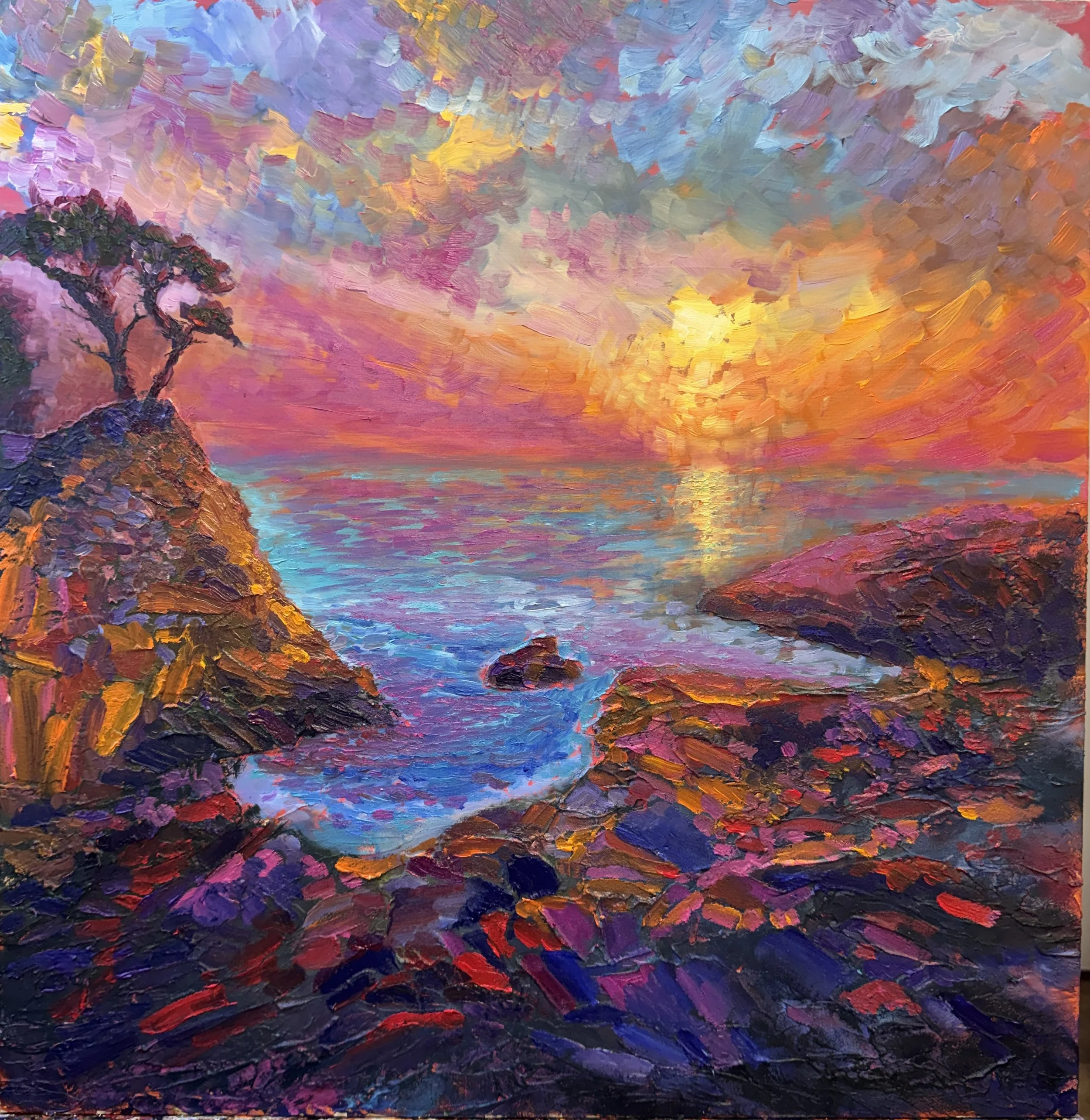 Lone Cypress at Sunset
