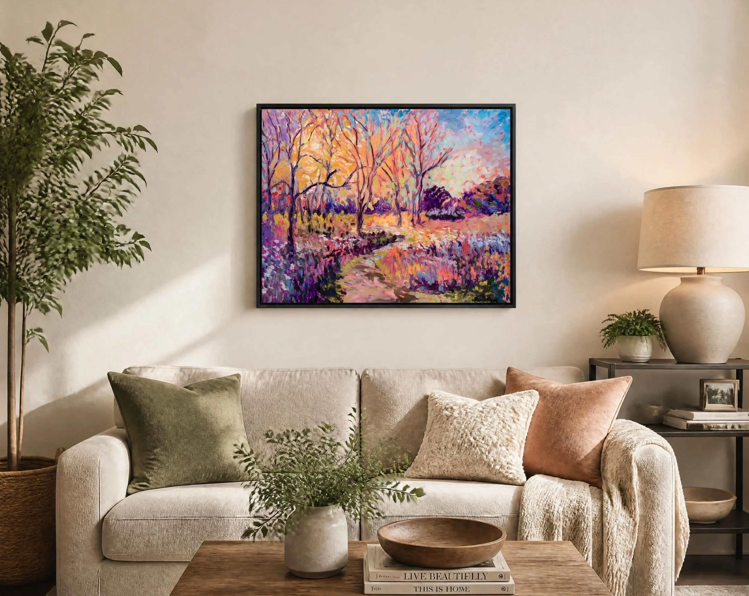 Framed living room artwork Backlit Branches.jpg