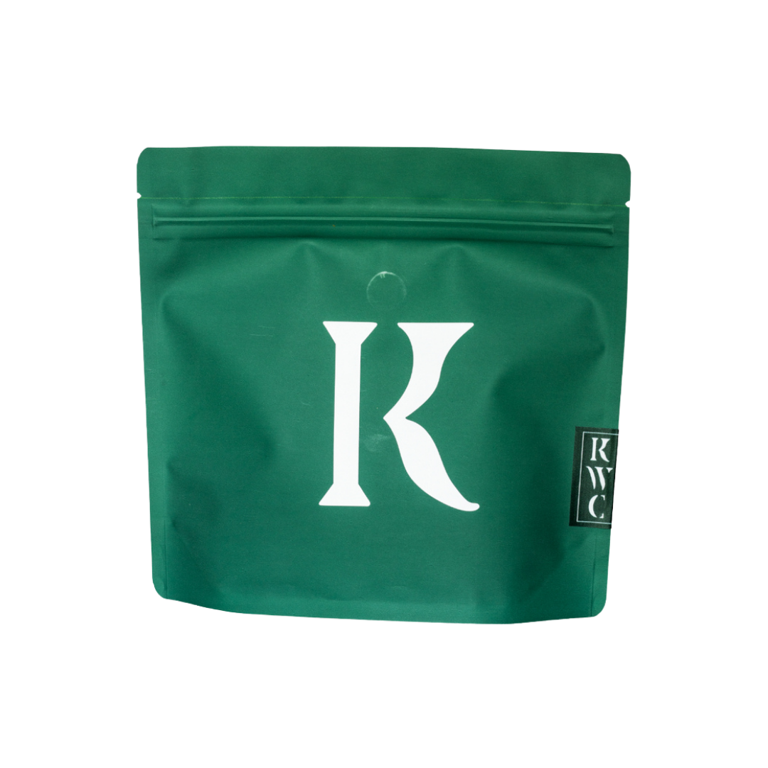 KWC Roasters K bag green label specialty coffee bag from Paola Trujillo in Pescador, Cauca, Colombia. Fresh roasted whole bean Colombian coffee for espresso and filter brewing