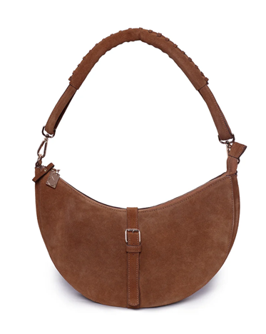 Bandolera de cuero marrón con asa acolchada