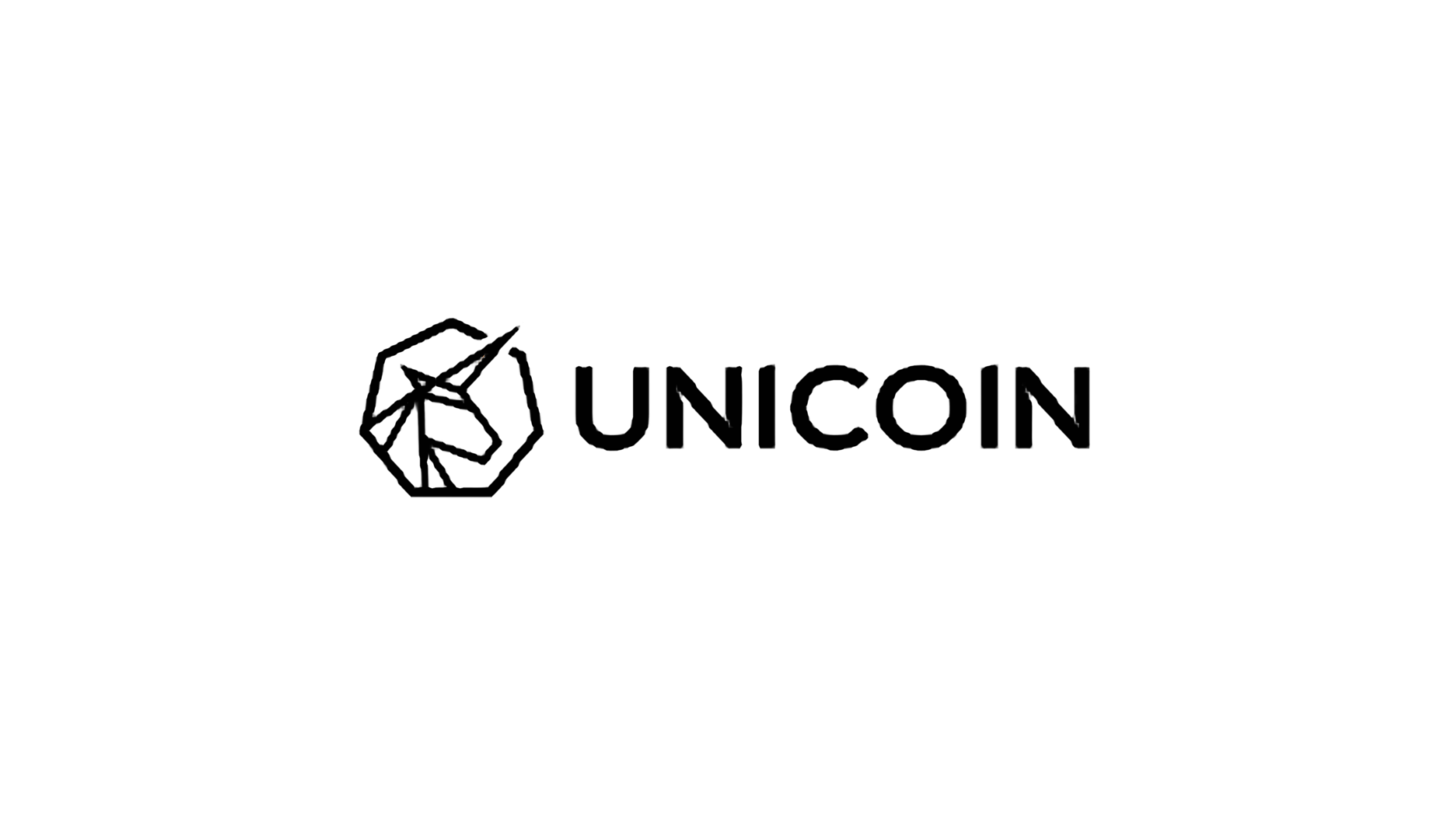 Black and white logo of UNcoin, featuring a stylized geometric unicorn head next to the text 'UNCOIN'.