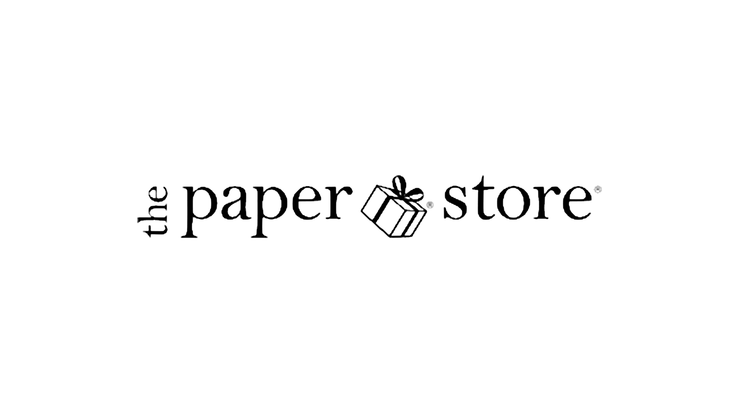 Logo of the paper store with the words "the paper store" and a small gift box illustration.