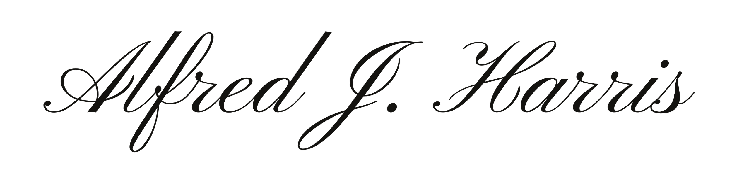 Stylized text reading 'Alfred J. Harris' in elegant script font.