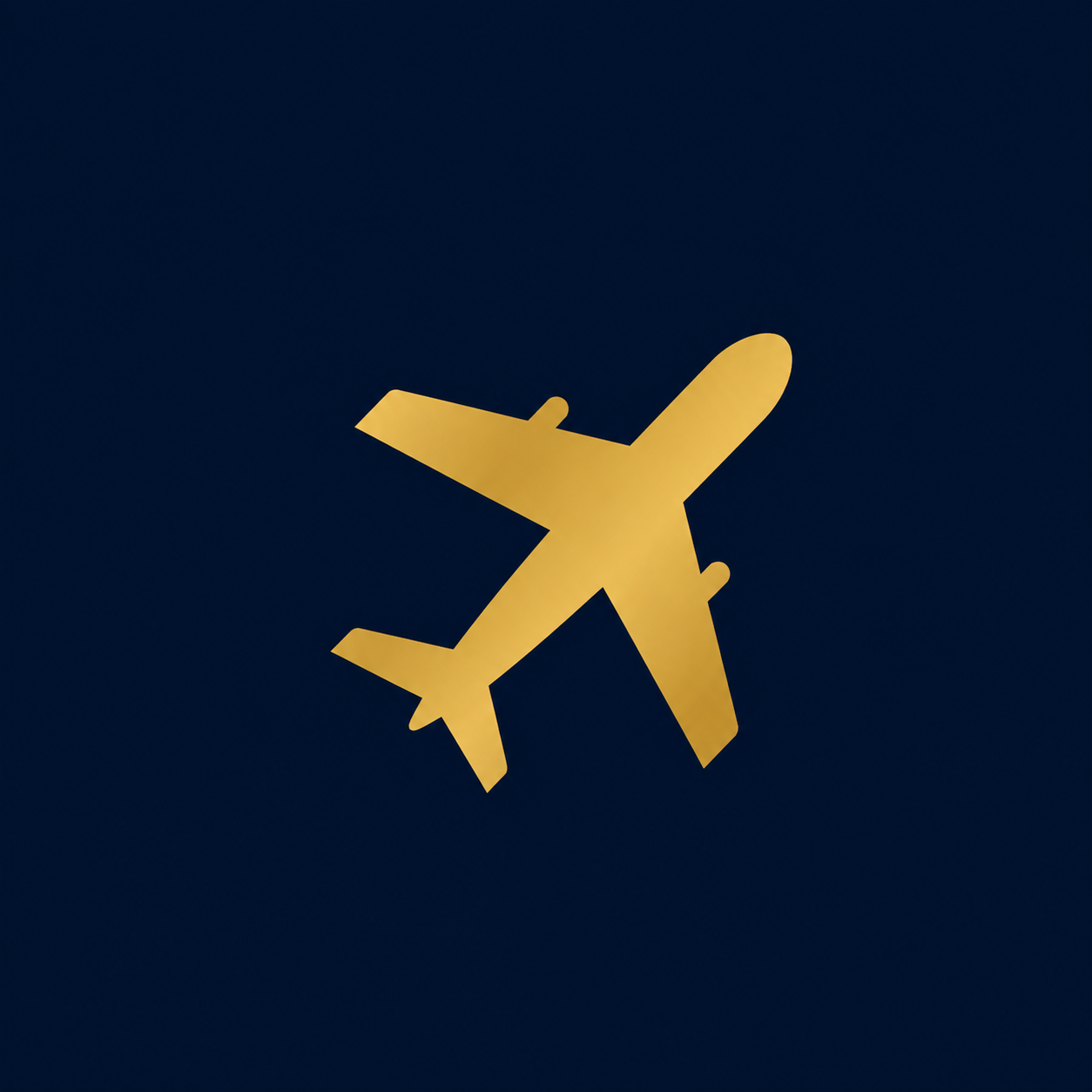 Yellow airplane-shaped sign against a dark blue sky.