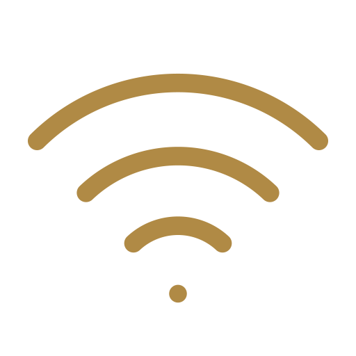 Brown Wi-Fi signal icon on a black background.