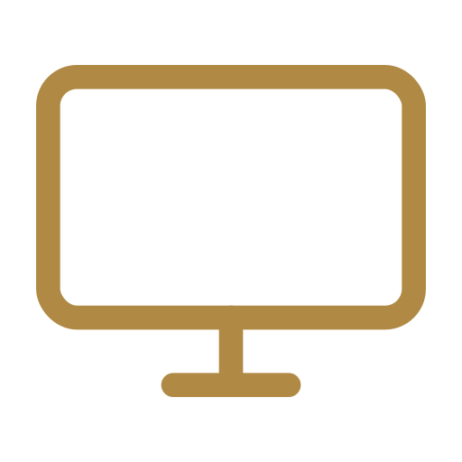 Icon of a computer monitor with a beige frame and stand.