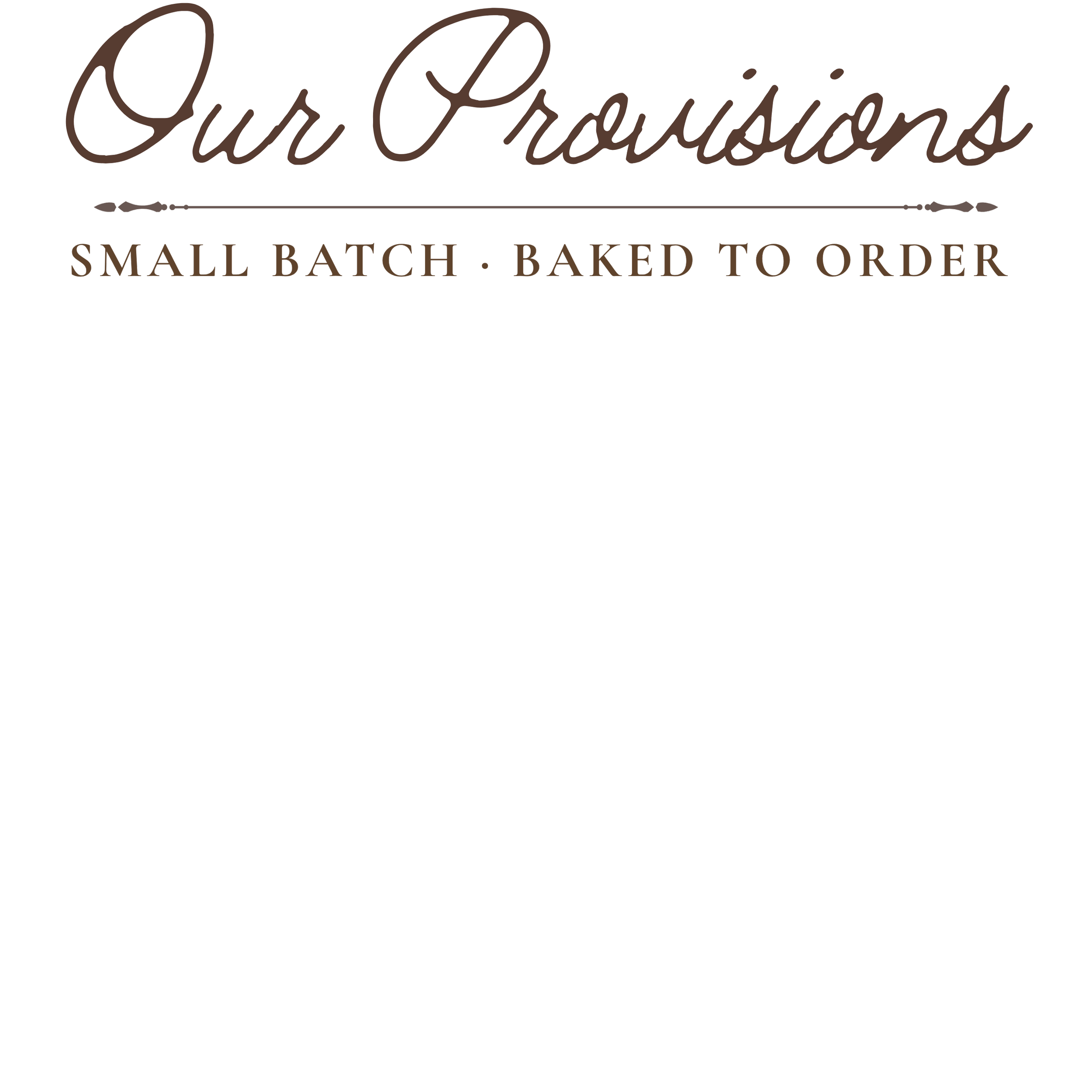 A logo for Sue Provisions with the text 'Small Batch. Baked to Order' beneath it.