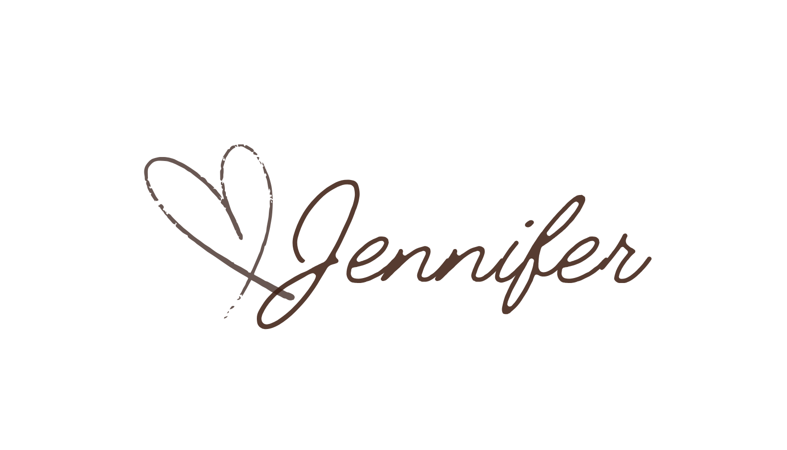 A black background with a heart shape on the left and the name 'Jennifer' written in brown cursive font on the right.