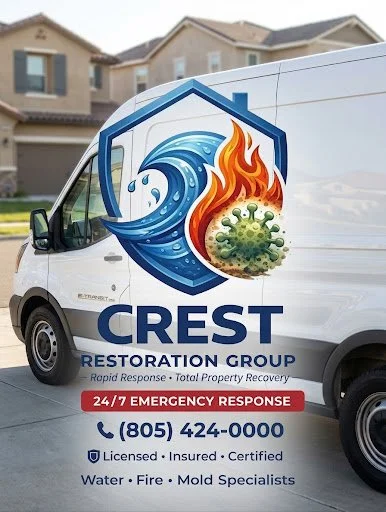 Crest Restoration Group emergency response van providing water, fire, and mold restoration in Moorpark, CA