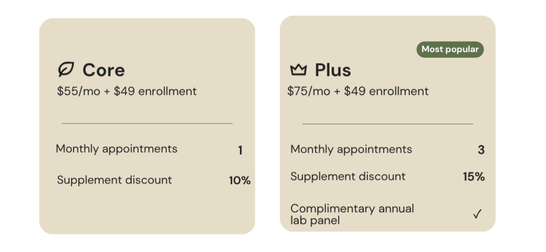 Child with Adult membership pricing: Core $55/month, Plus $75/month. Enrollment fee waived when enrolled with parent, otherwise $49.